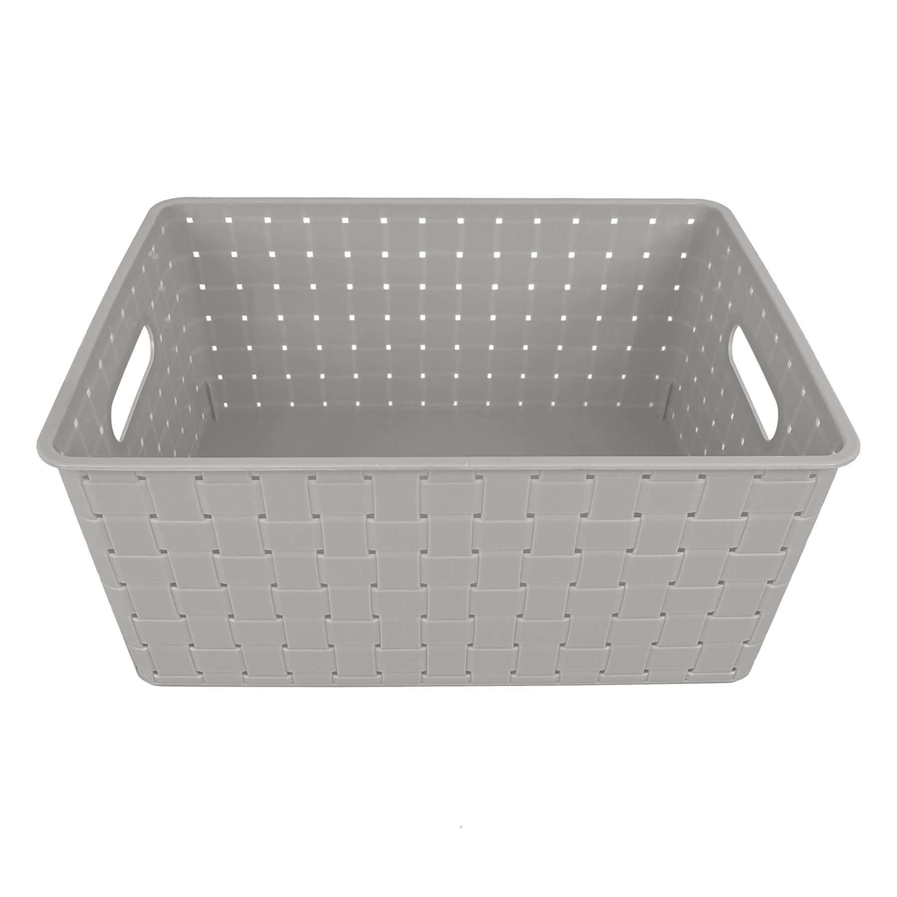Tiny Dreamers Strap Design Weave Basket, Cool Grey
