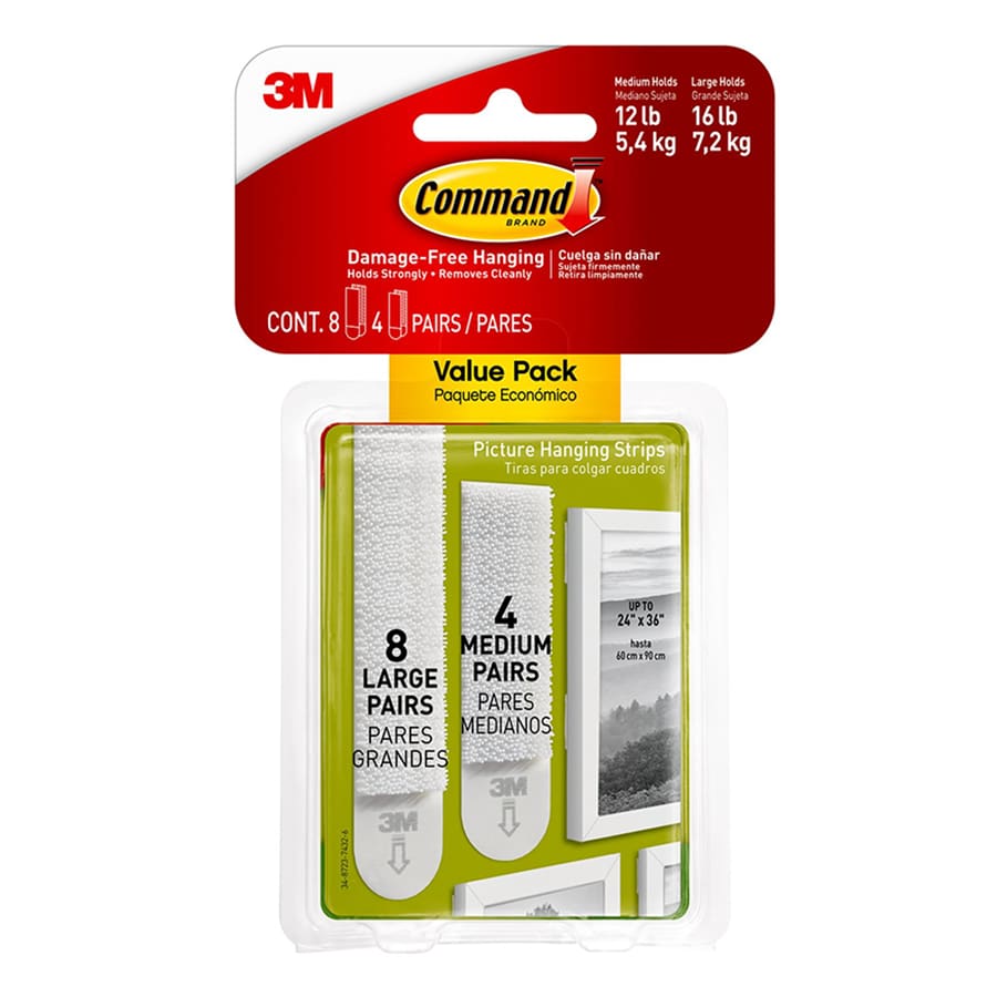 Command? Medium & Large Picture Hanging Strips, 4-Sets of Medium, 8-Sets of Large/Pack