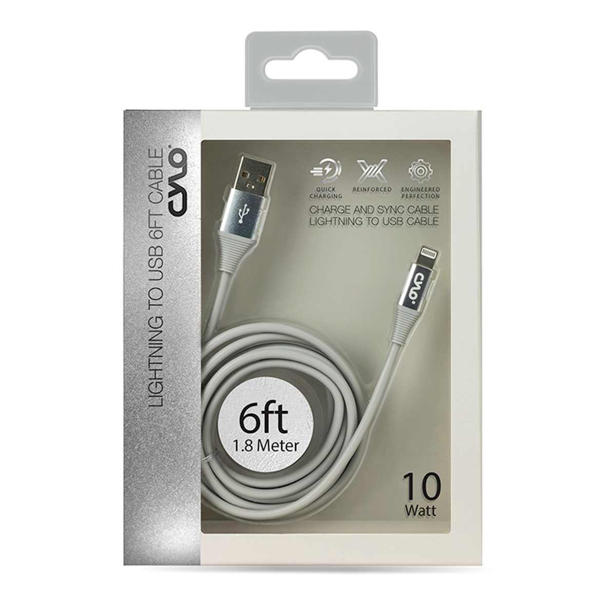 6-Foot Metallic Lightning-Usb Charging Cable Silver