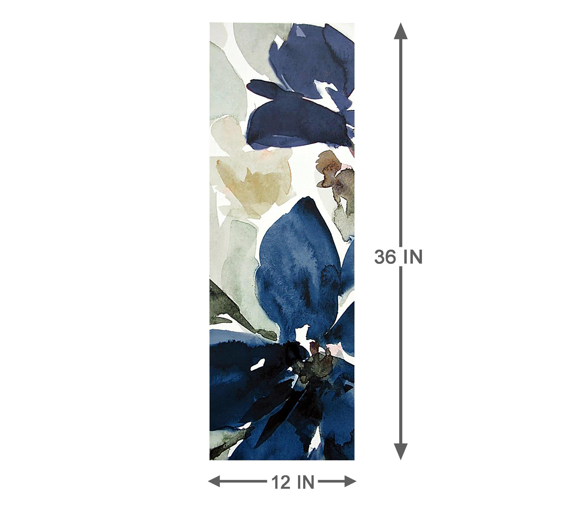 Glorious Blue Blooms Panel Canvas Wall Art, 12x36