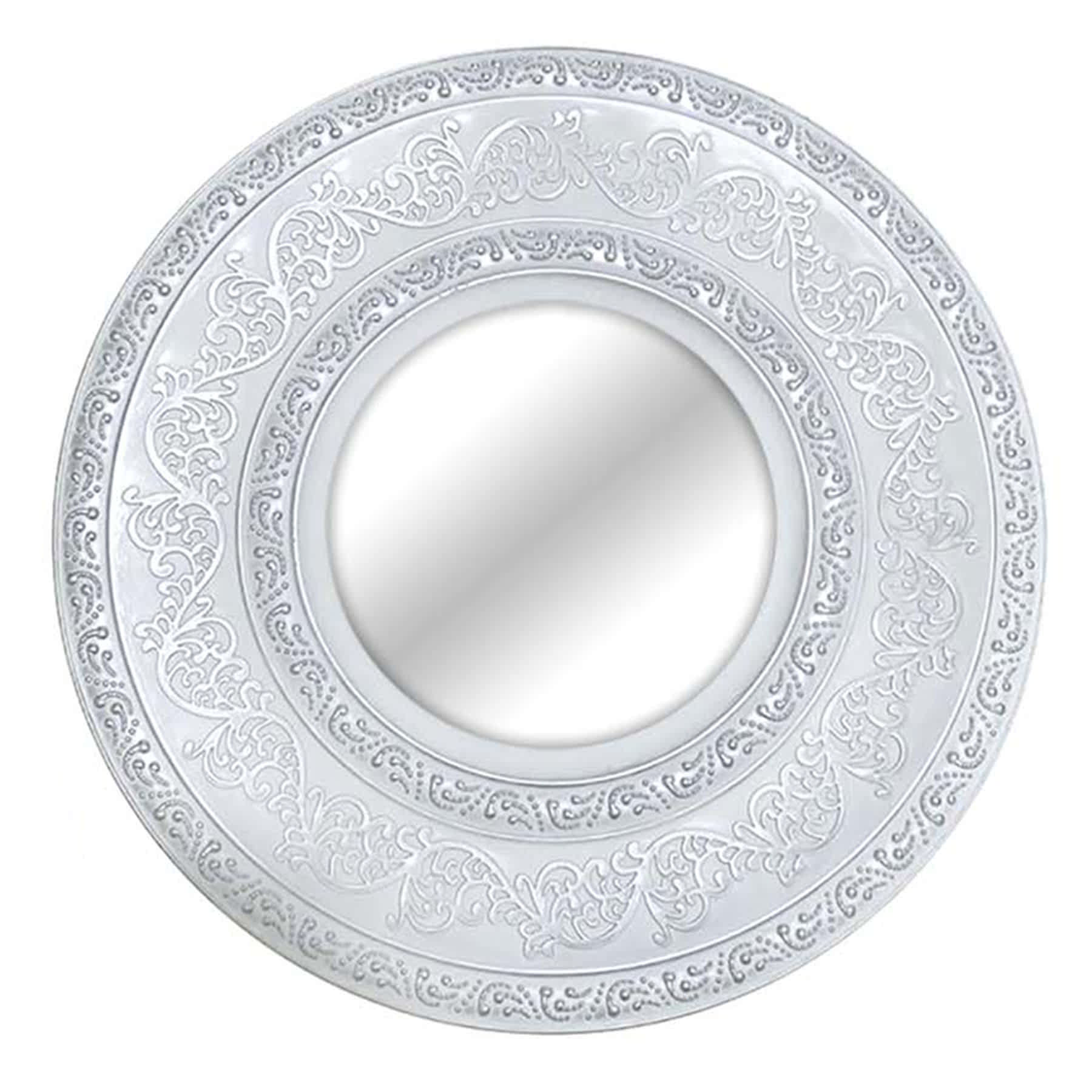 5-Piece White Ornate Embossed Mirror Set