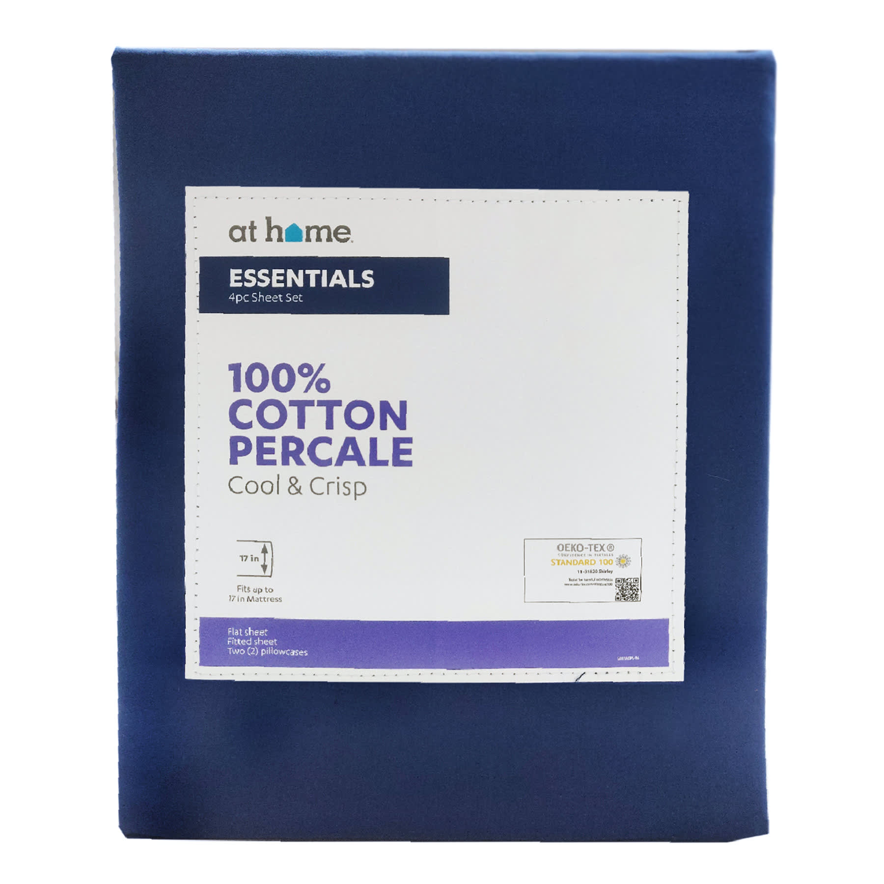4-Piece Navy Blue 200 Thread Count Cotton Essentials Sheet Set, King