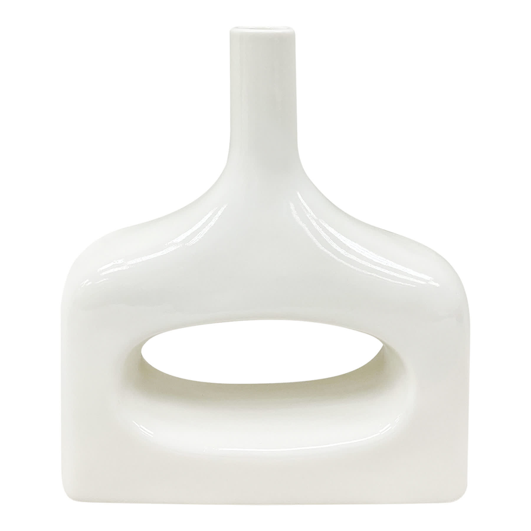 Crosby St. White Open Ceramic Vase, 8"