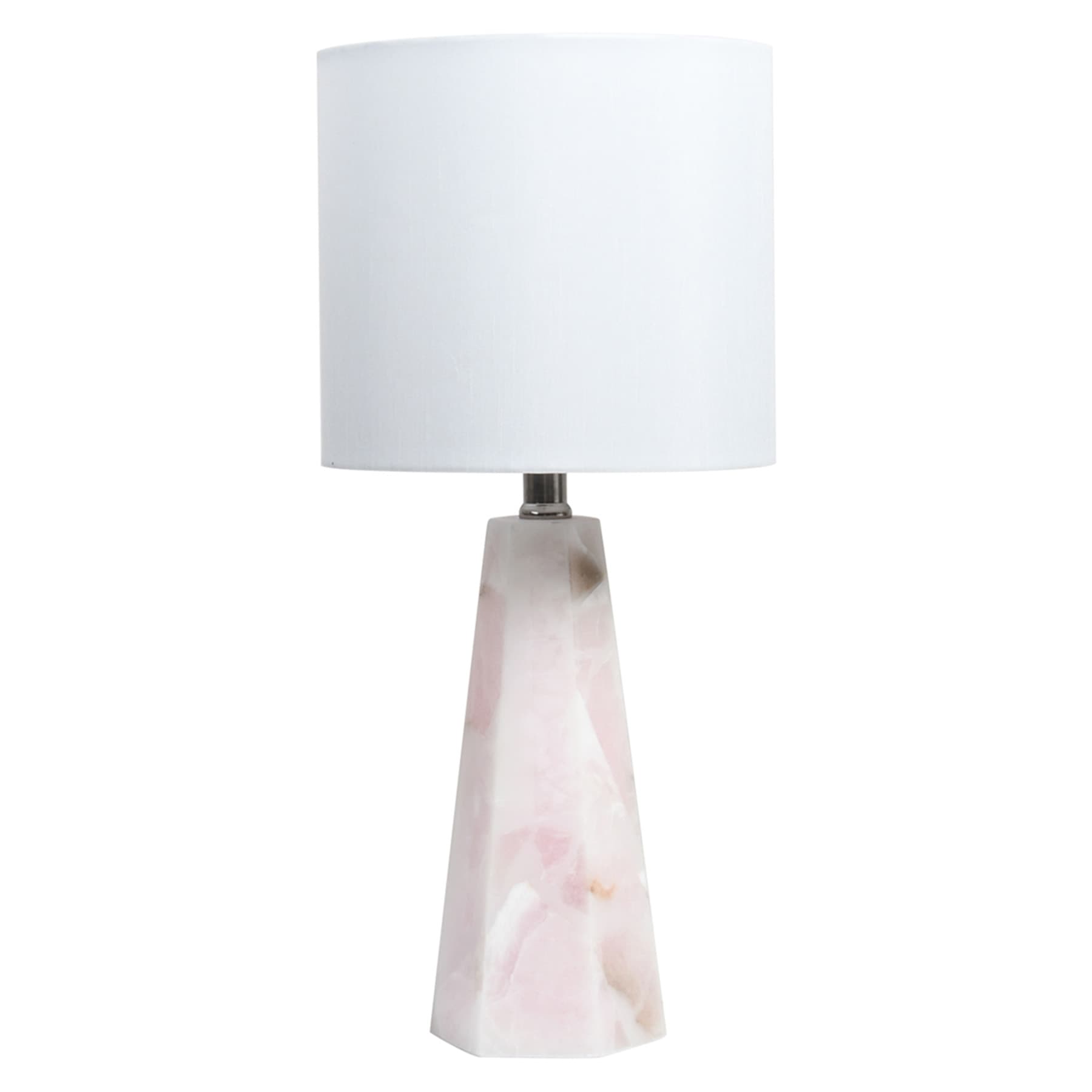 Pink Alabaster Small Lamp with Shade, 19"