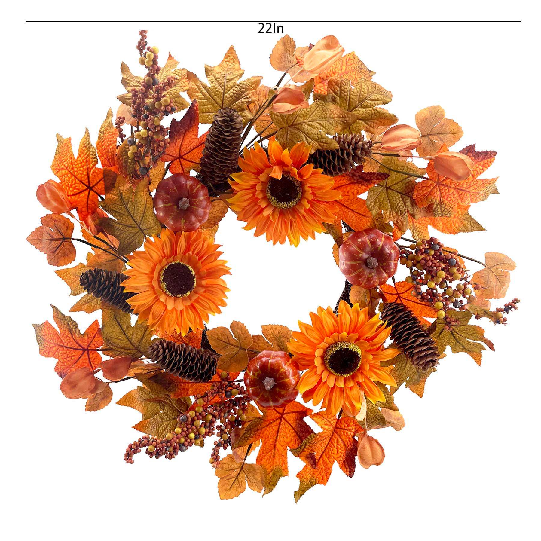 Sunflower & Pumpkin Wreath, 22"
