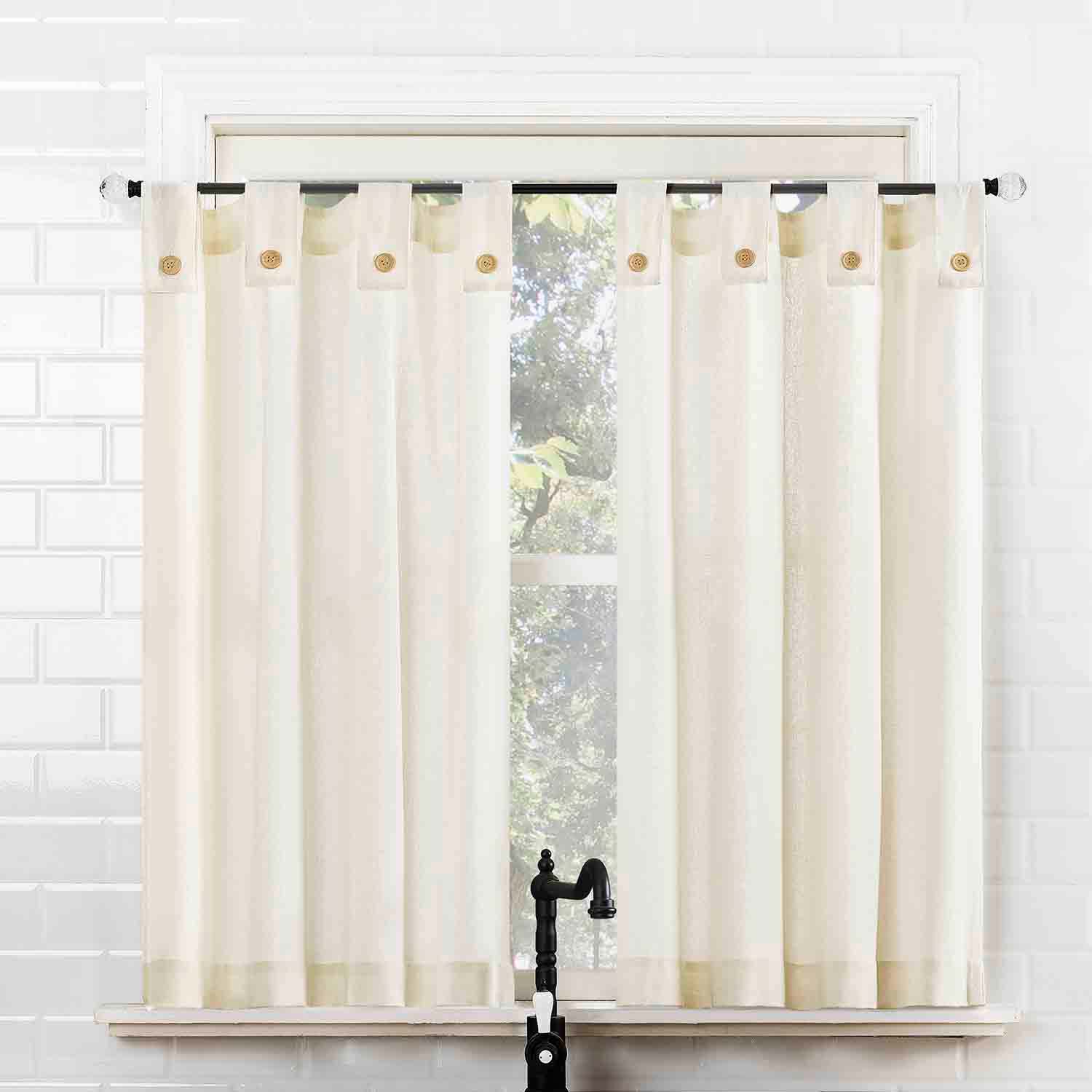Mason Cream Small Tiered Curtain Panel, 54x36