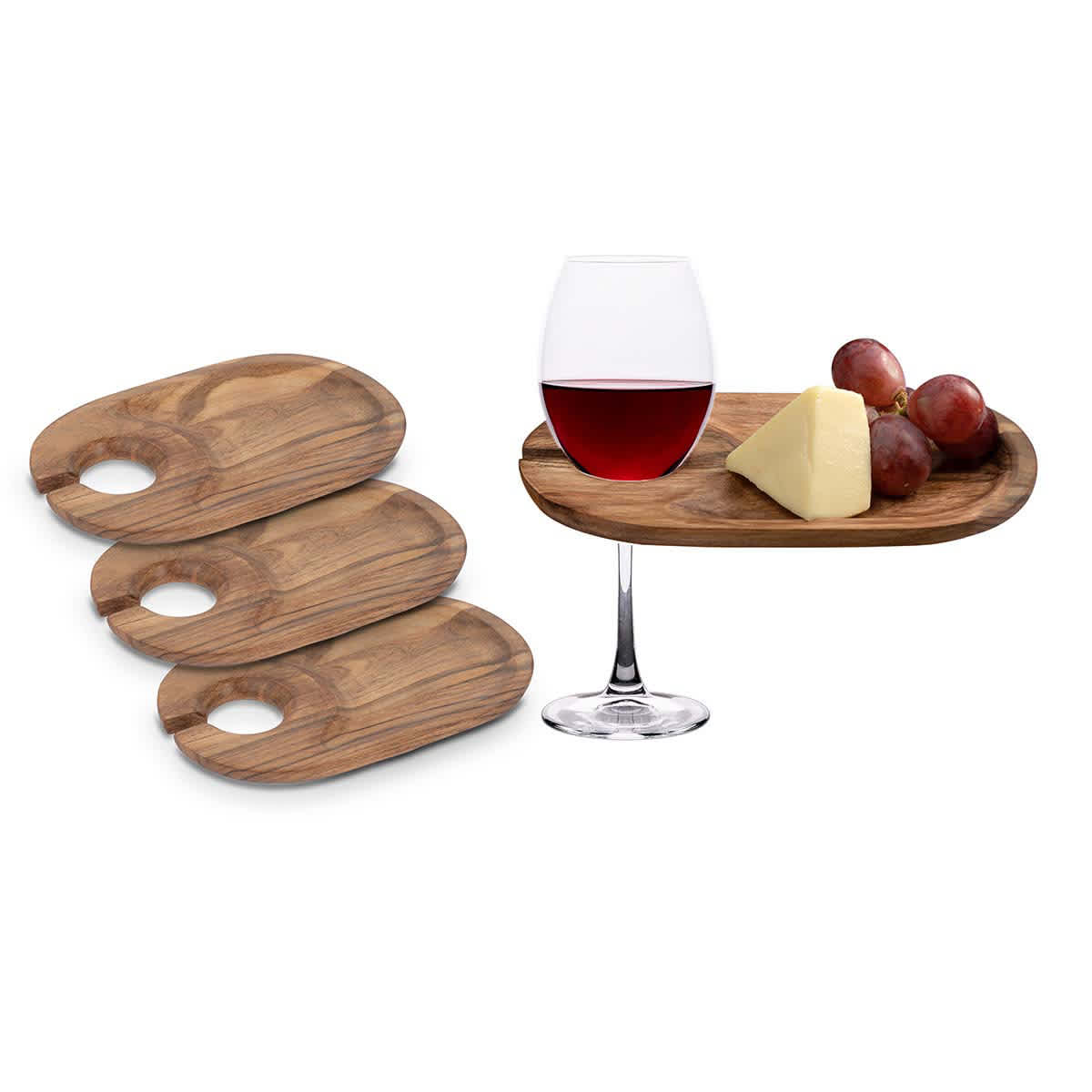 Set of 4 Mini Wooden Appetizer Plates, 8x5