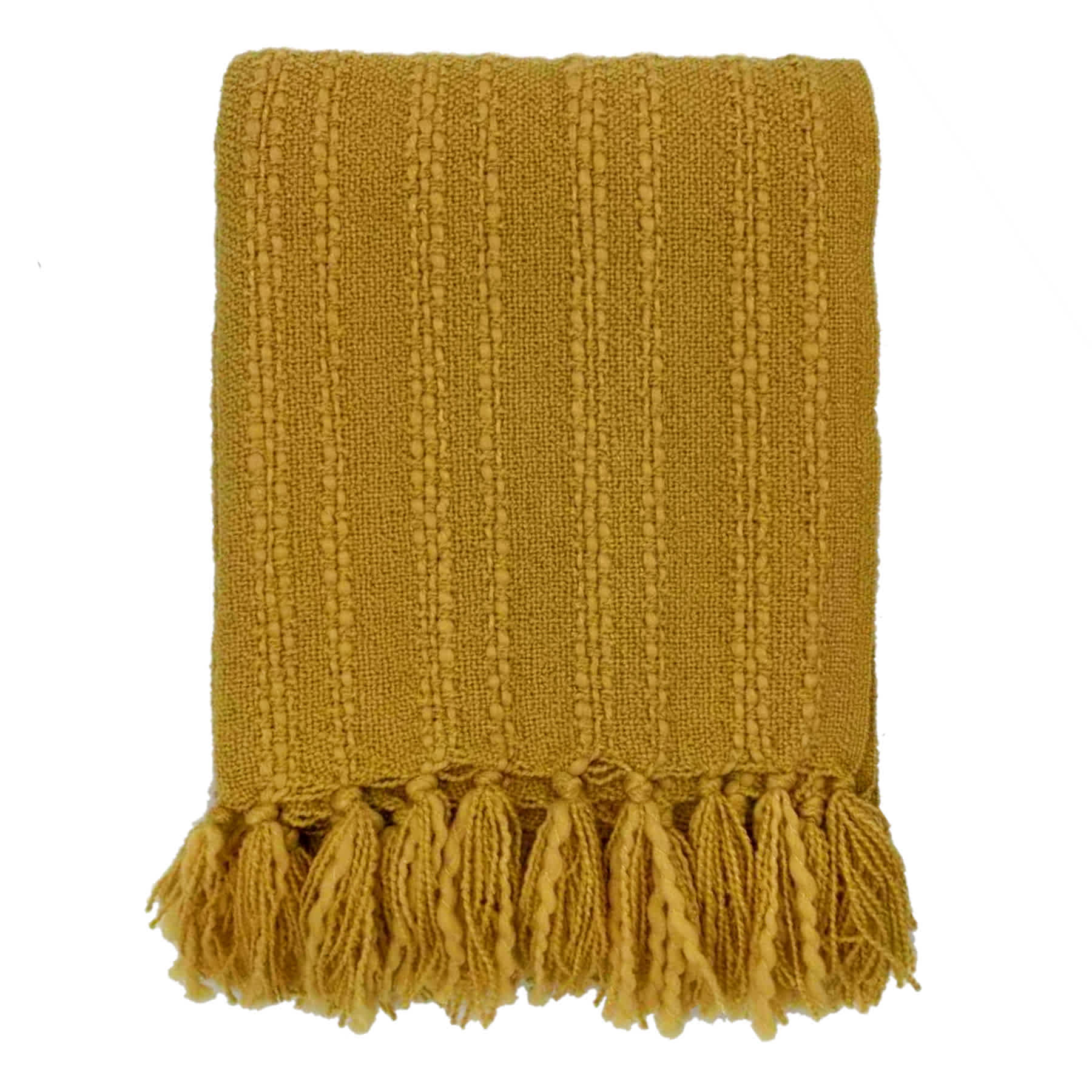Honeybloom Yellow Striped Woven Throw Blanket, 50x60