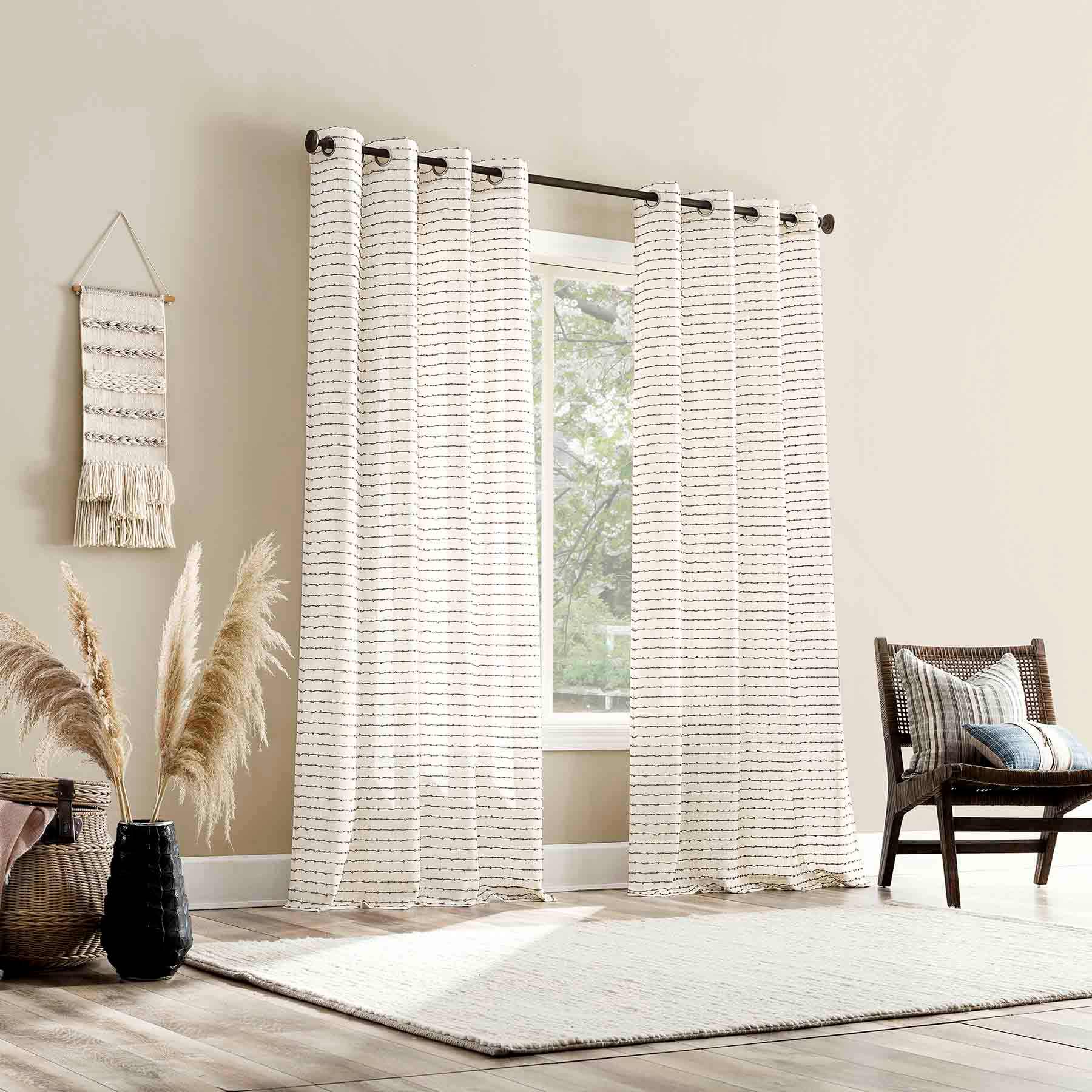 Nordic Mocha Sheer Grommet Single Curtain Panel, 84"