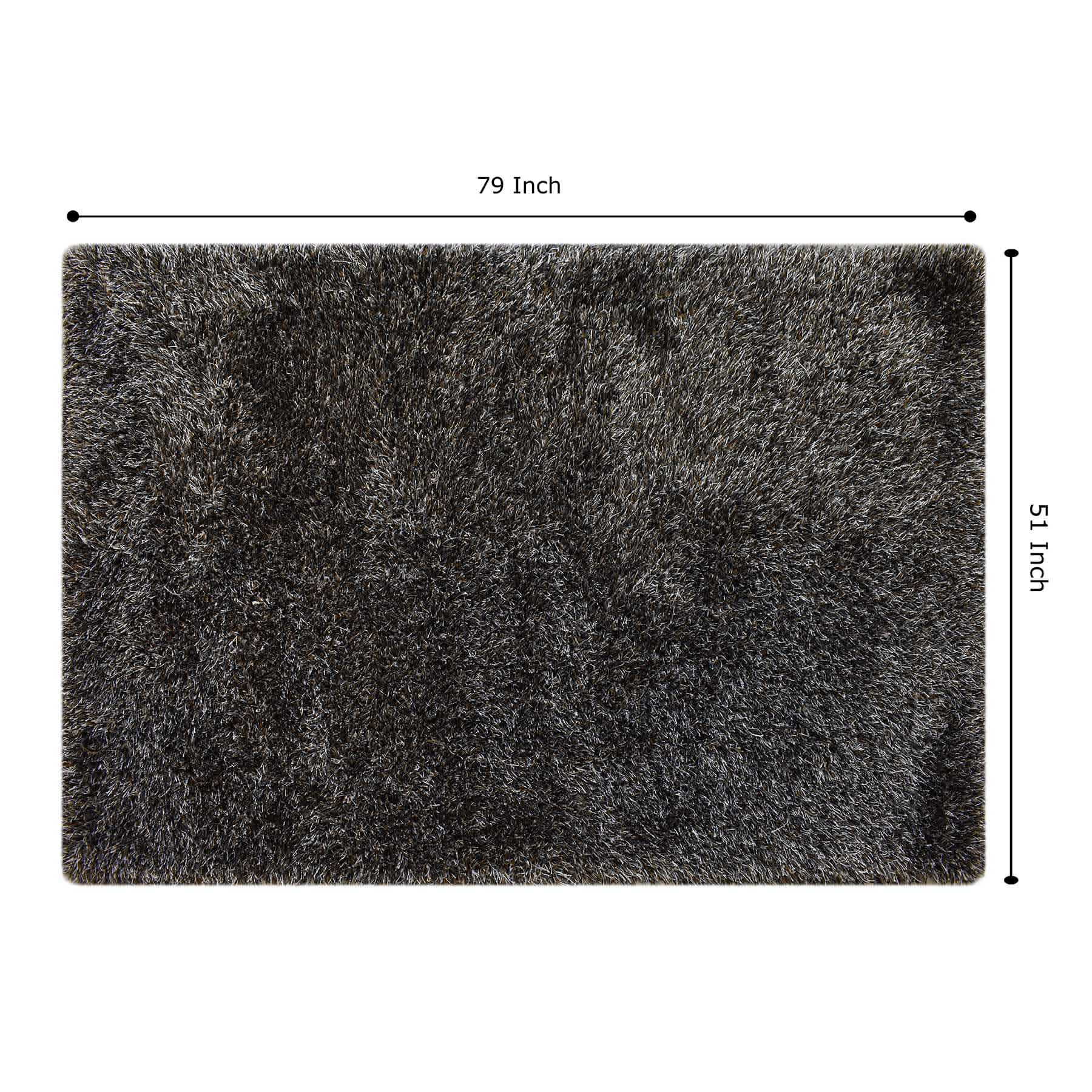 (C198) Eve Silver & Black Shag Area Rug, 4x7