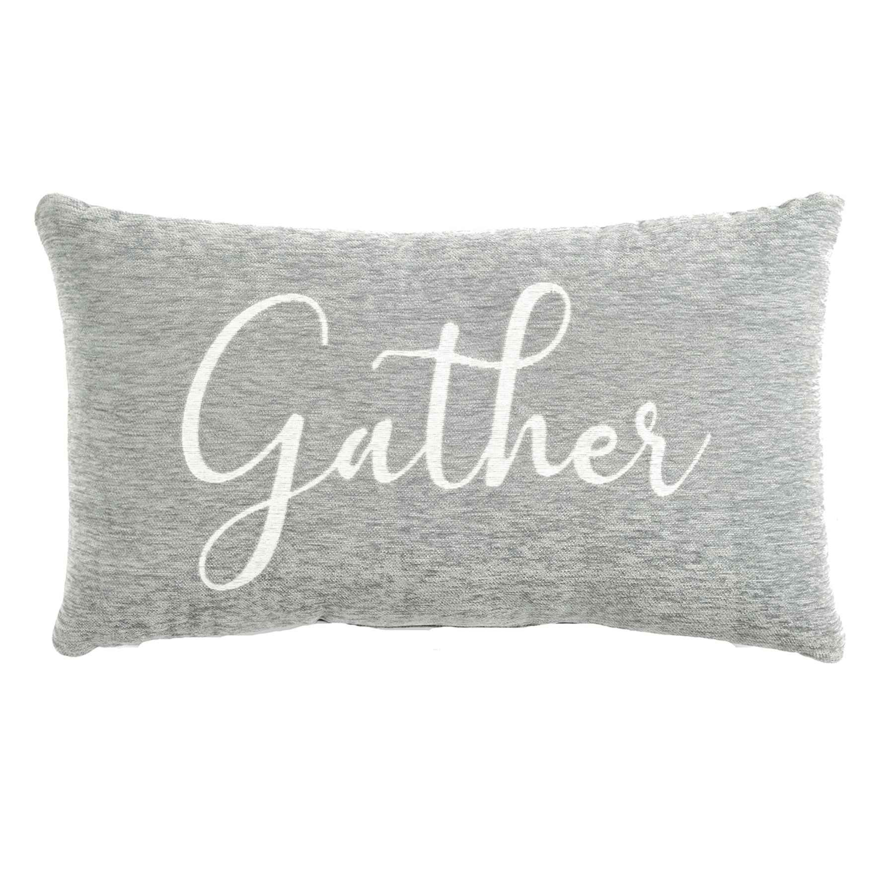 Gather Grey Chenille Oblong Throw Pillow, 14x24