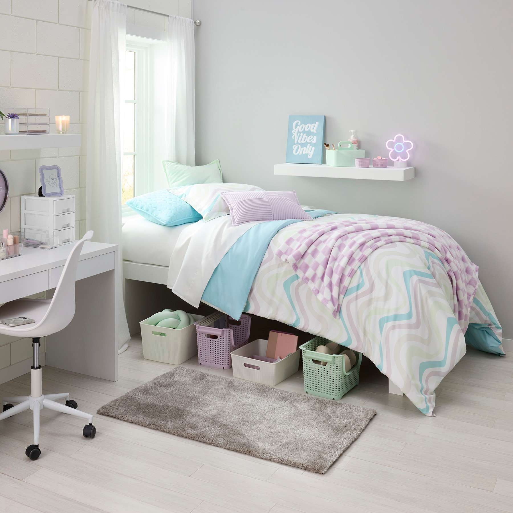 4-Piece Wavy Printed Duvet Set with Insert, Full/Queen