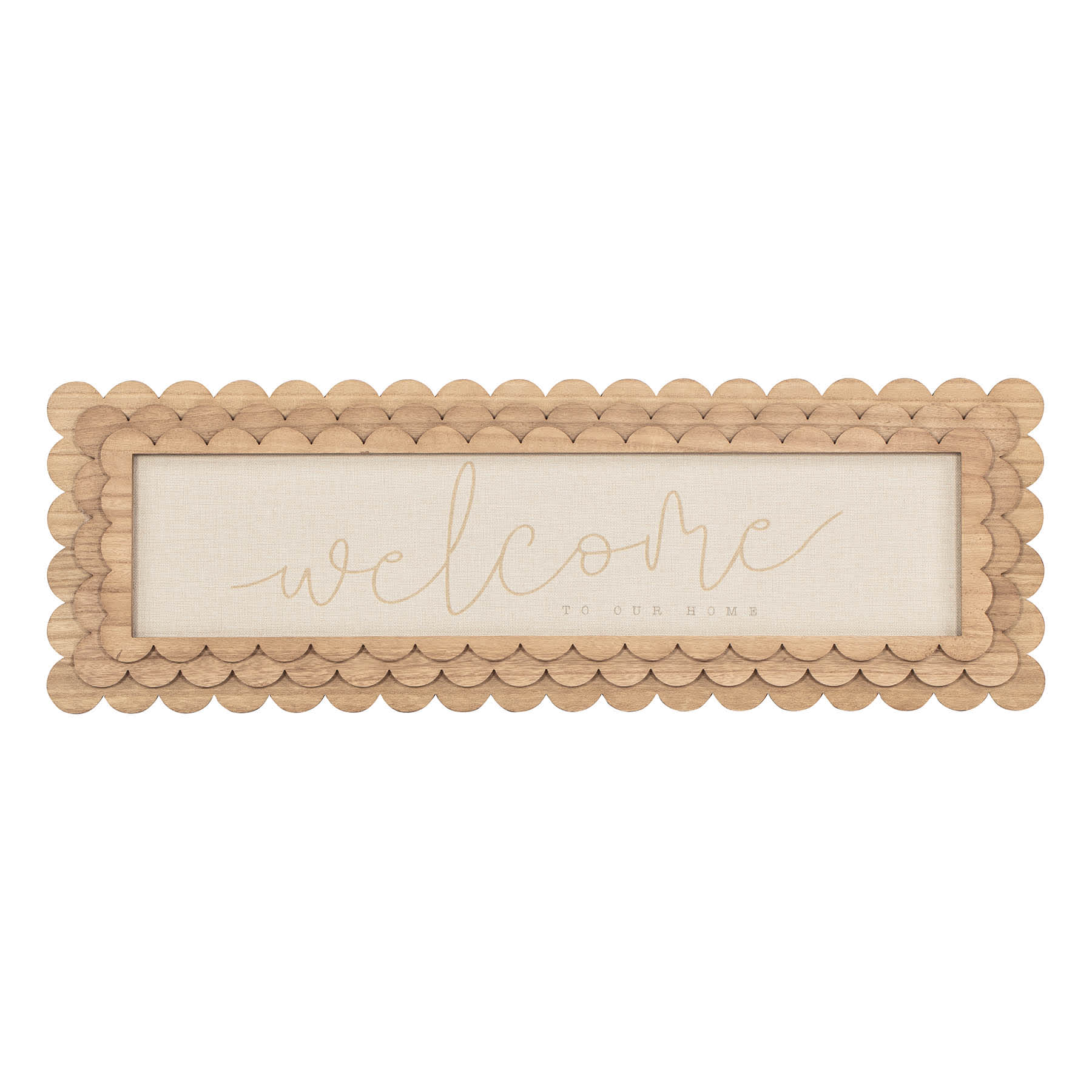 Welcome Scalloped Wooden Wall Art, 36x12