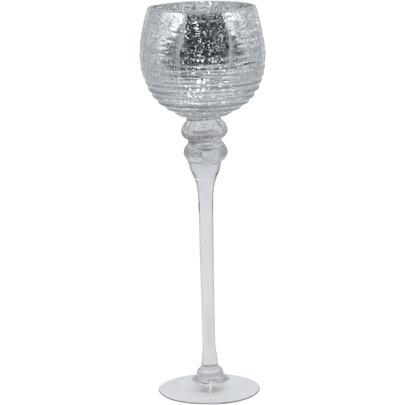 Crackled Silver Candlestick Holder, 16"