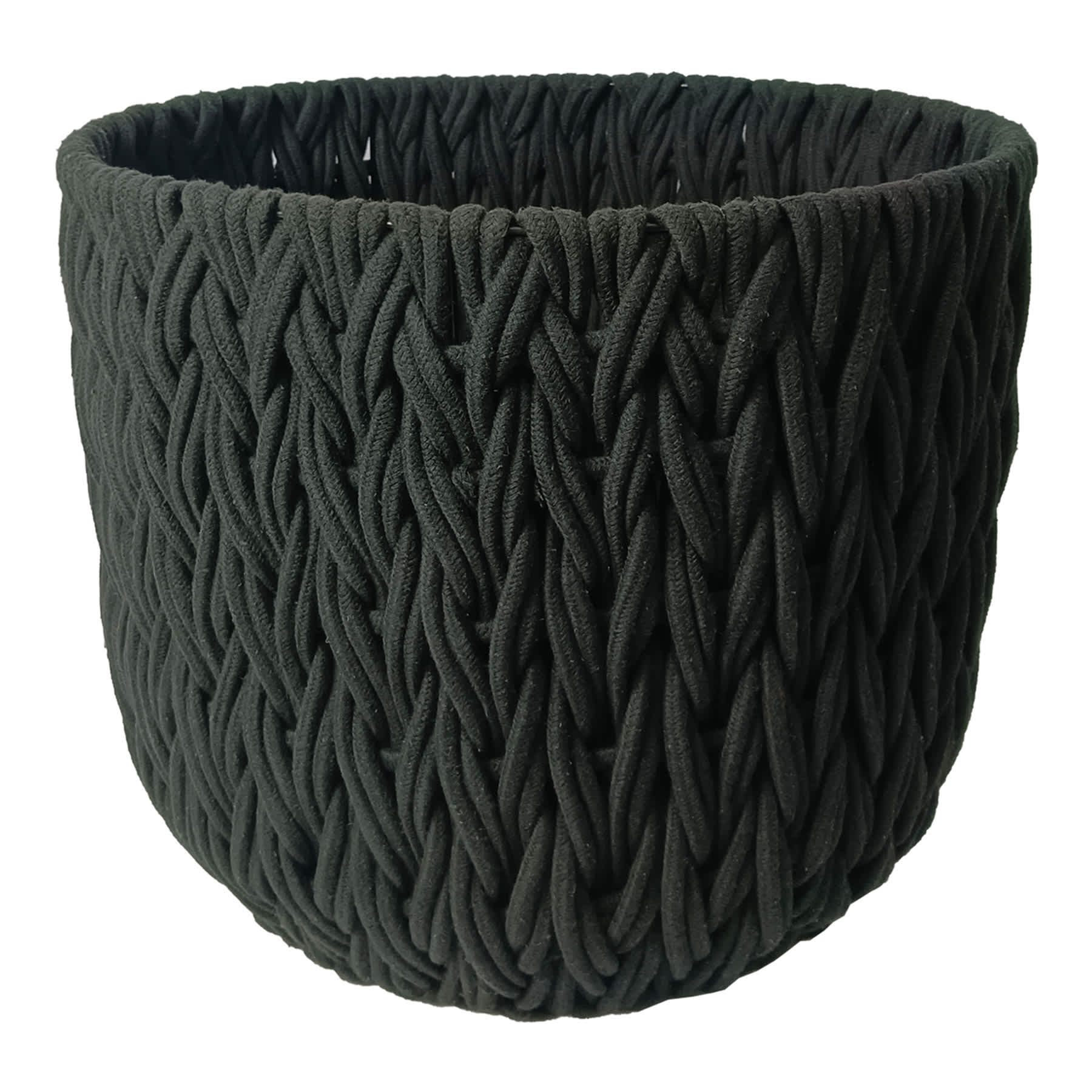 Black Chunky Round Fabric Storage Basket, Large