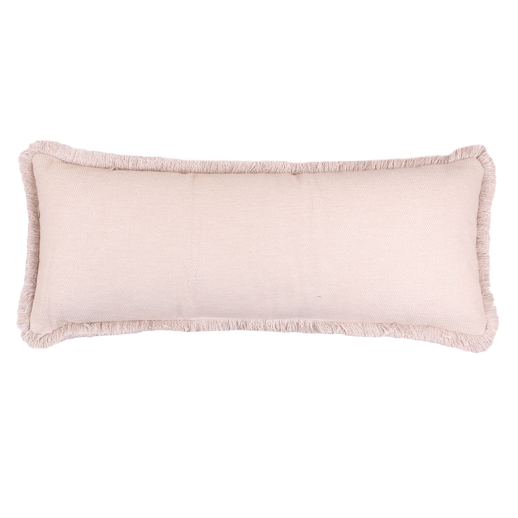 Found & Fable Solid Taupe Woven Throw Pillow with Fringe, 14x36