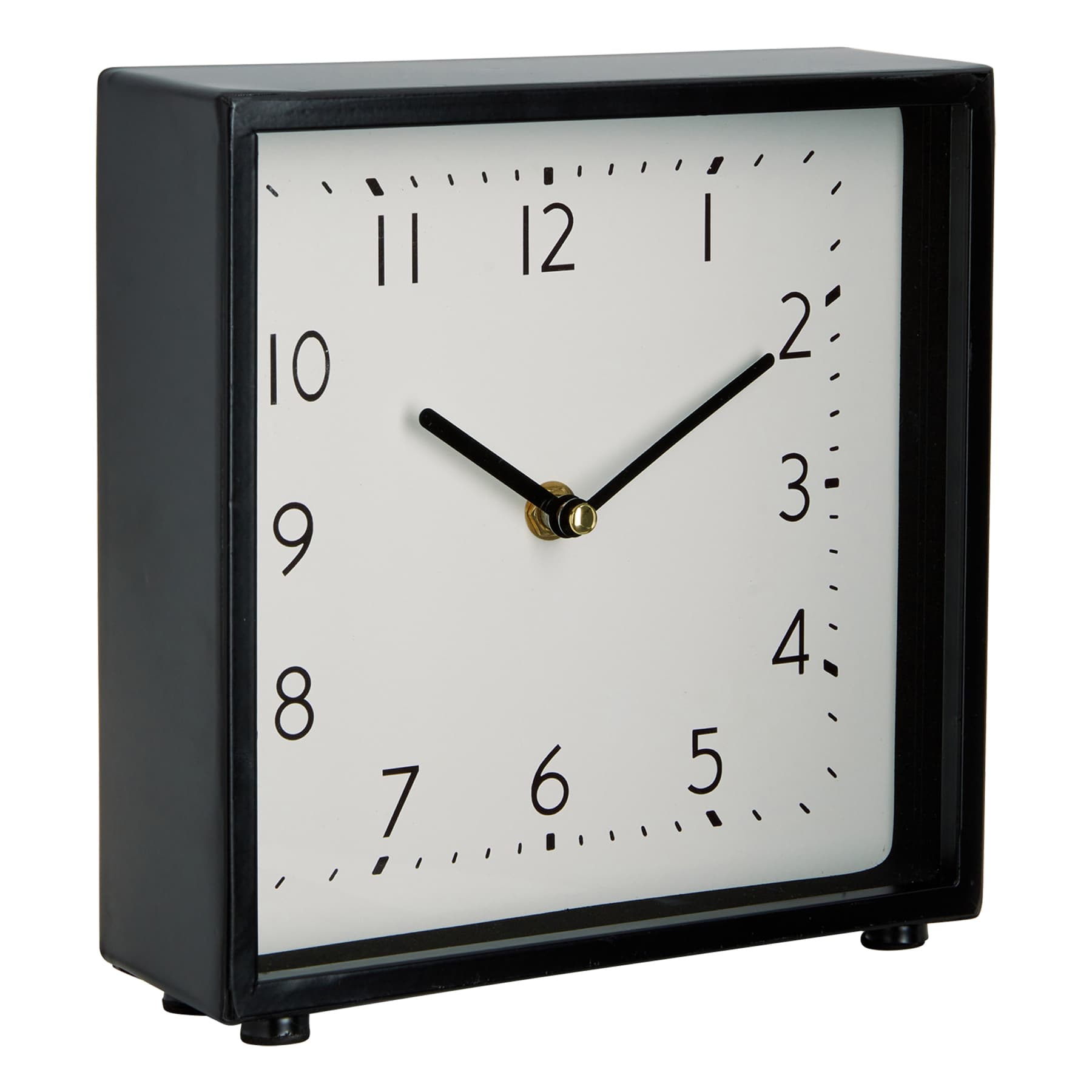 Black Square Table Clock, 8"