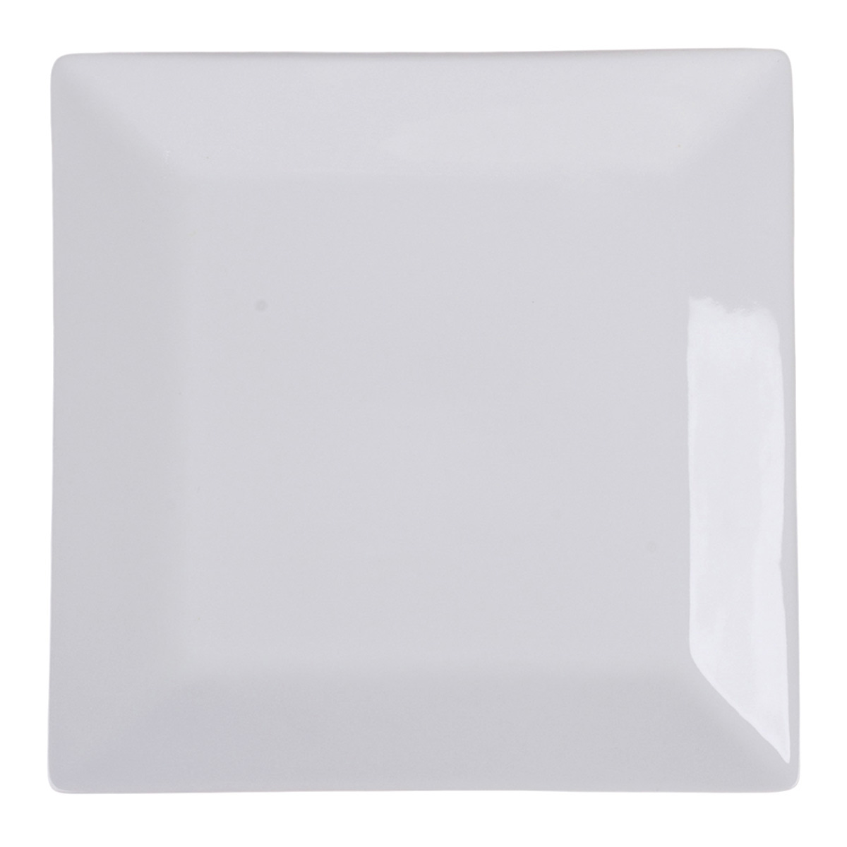 Bistro Set of 6 Super White Hard Square Porcelain Dinner Plates, 10.5"
