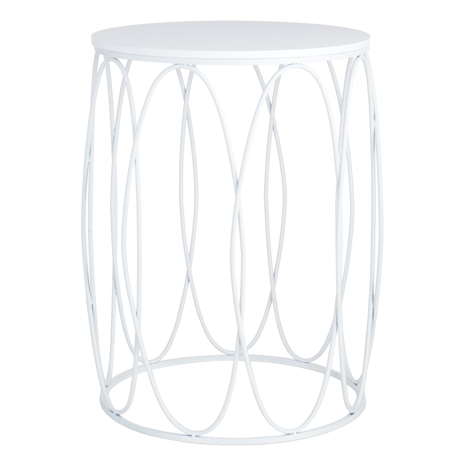 Providence Glam Oval White Drum Table, Medium