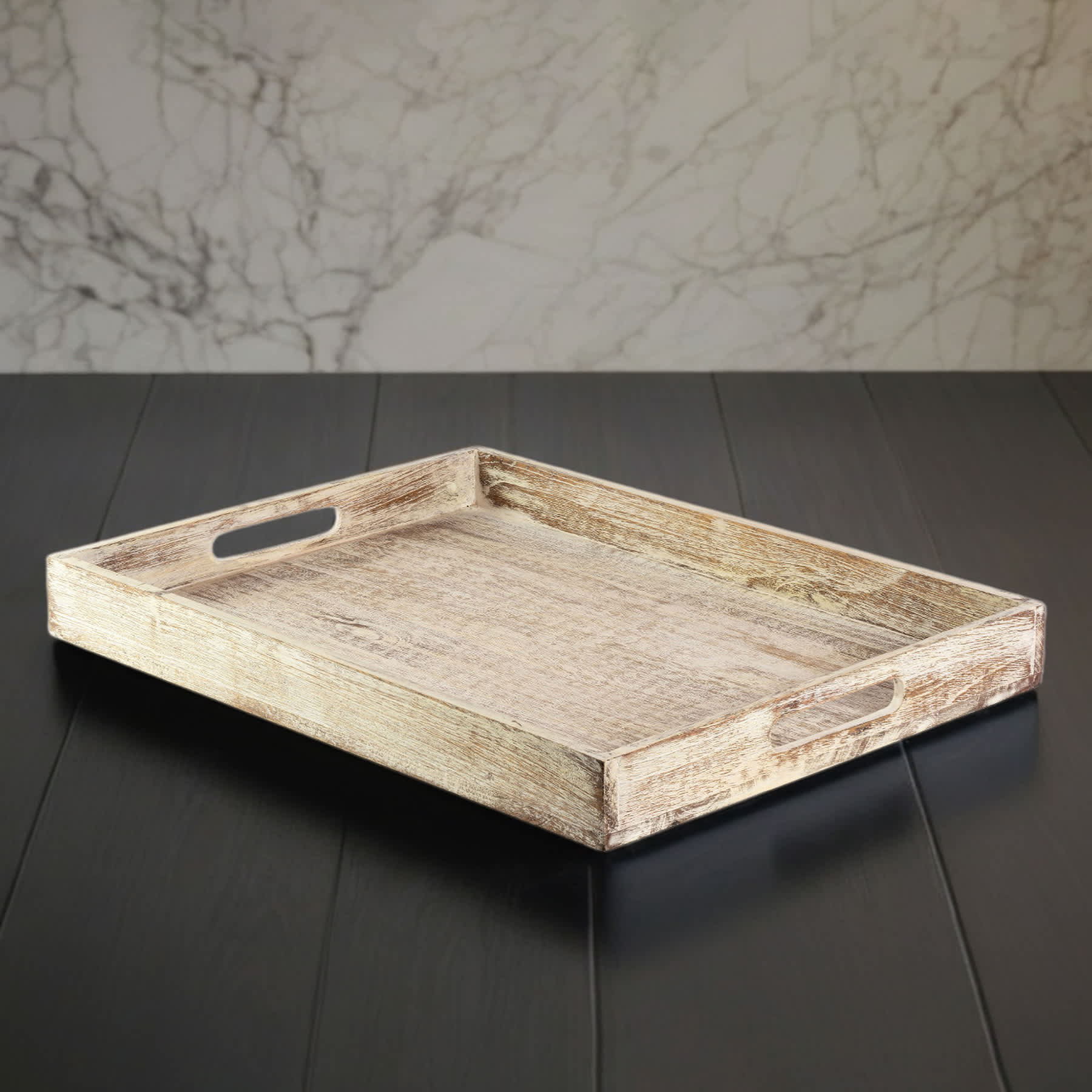 White Wood Tray, 19x14