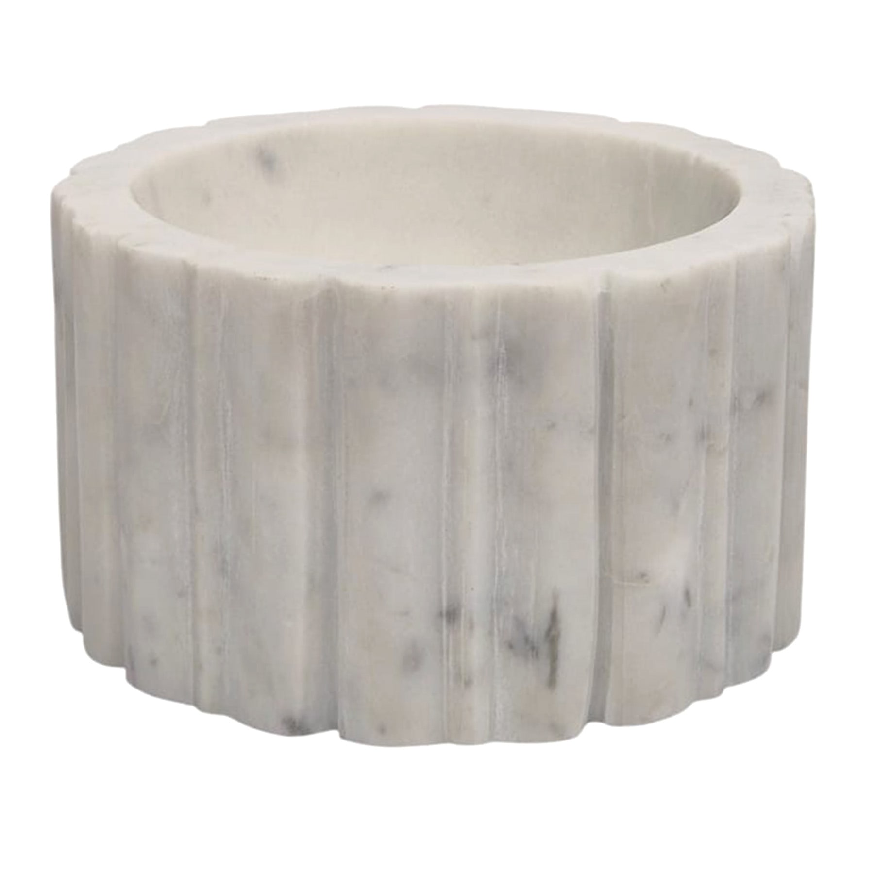 White Marble Bowl with Ribbed Edges, 6"
