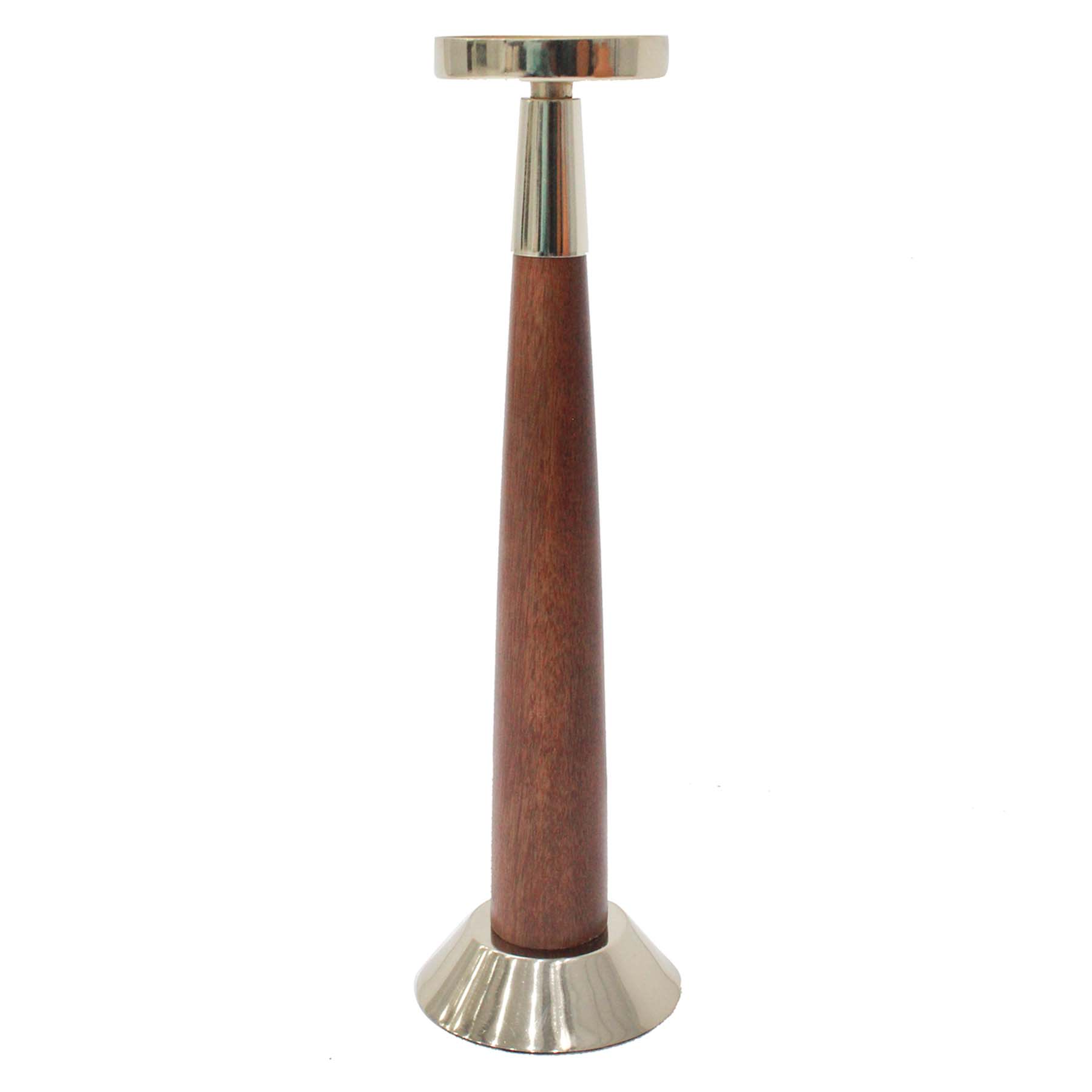 Gold Metal & Dark Wood Taper Candle Holder, 16"