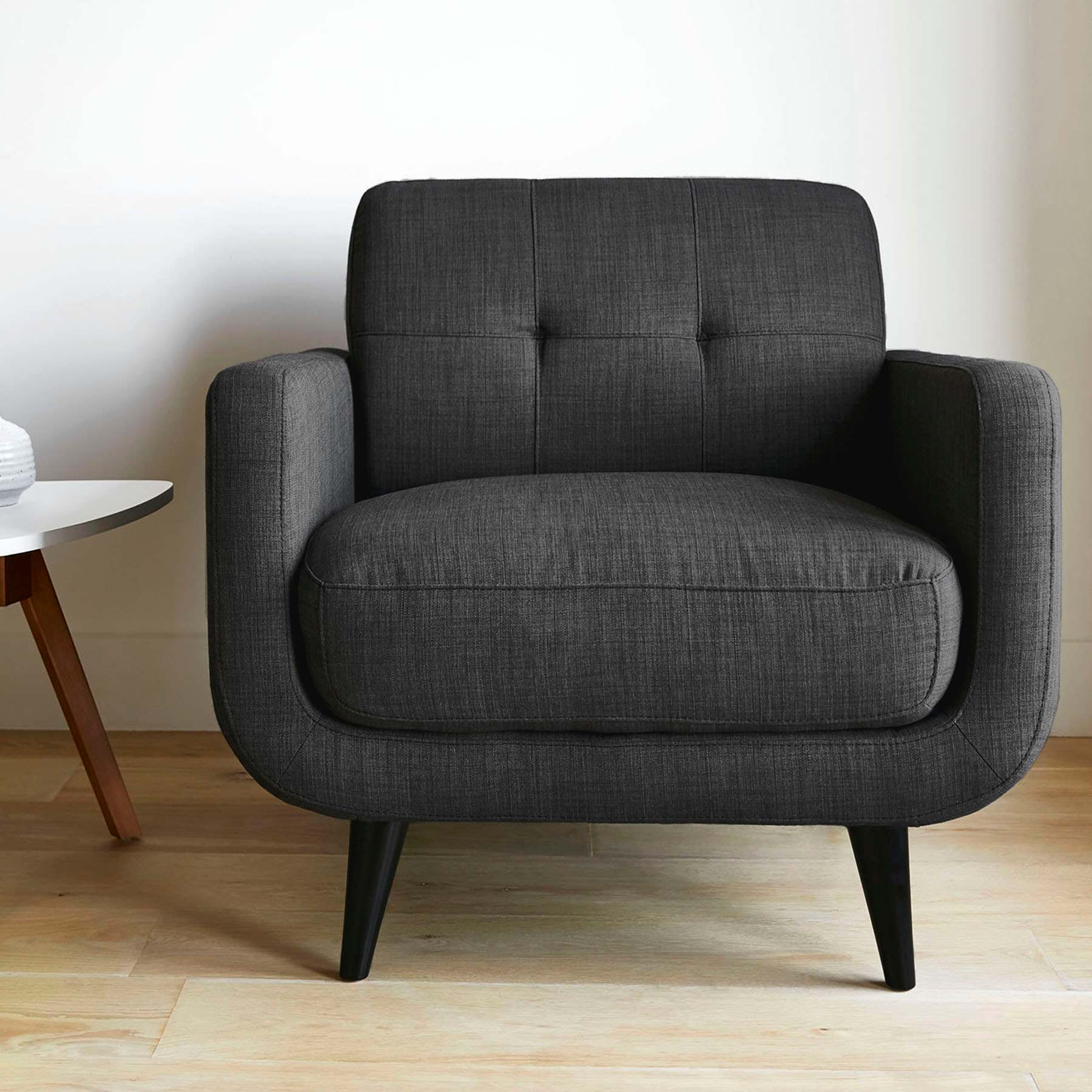 Crosby St. Hadley Tufted Back Accent Chair, Charcoal Grey