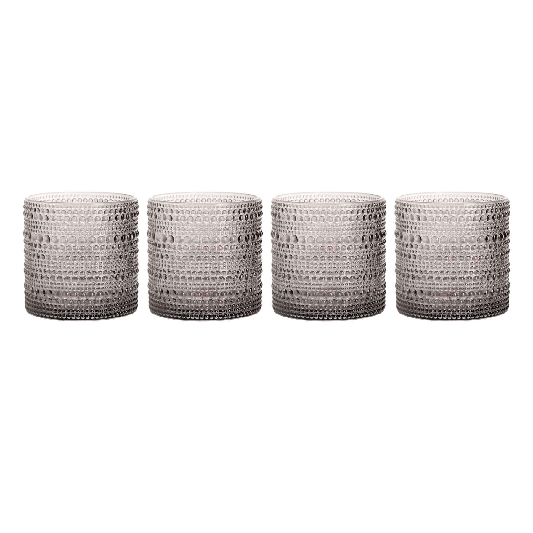Set of 4 Spectra Smoke Grey Double Old Fashioned Glasses, 13oz