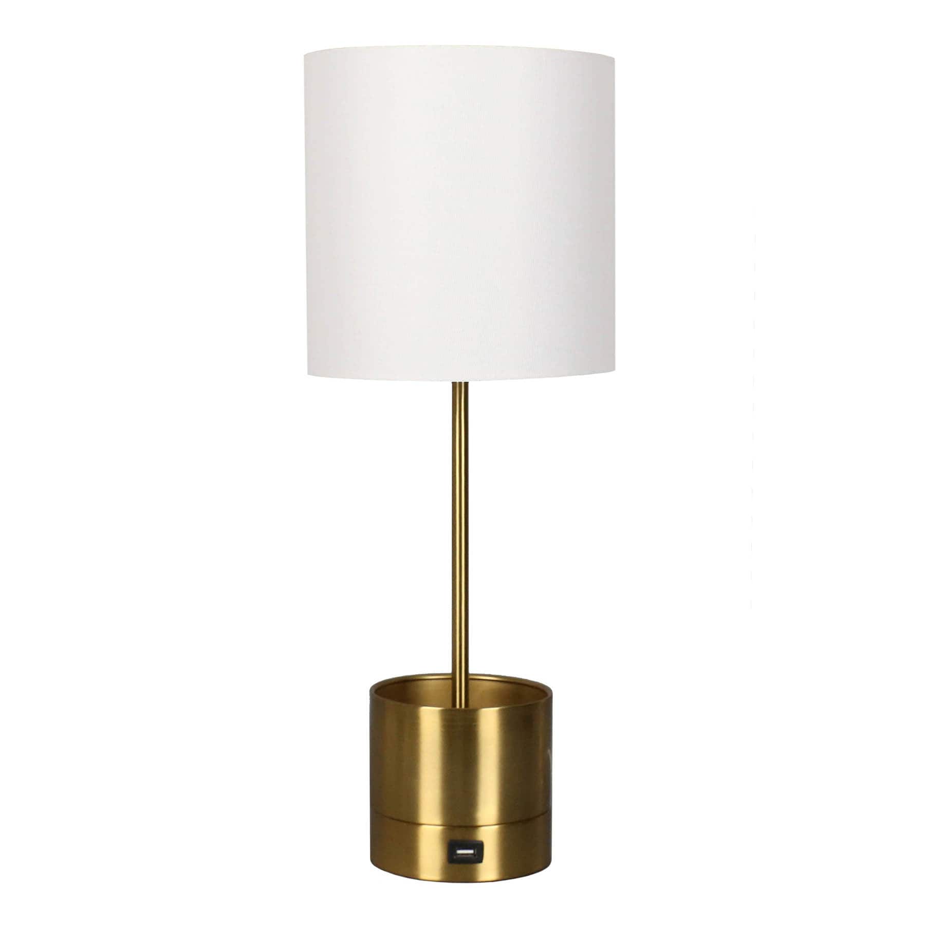 Gold Metal Storage Small with Lamp, 20.5"