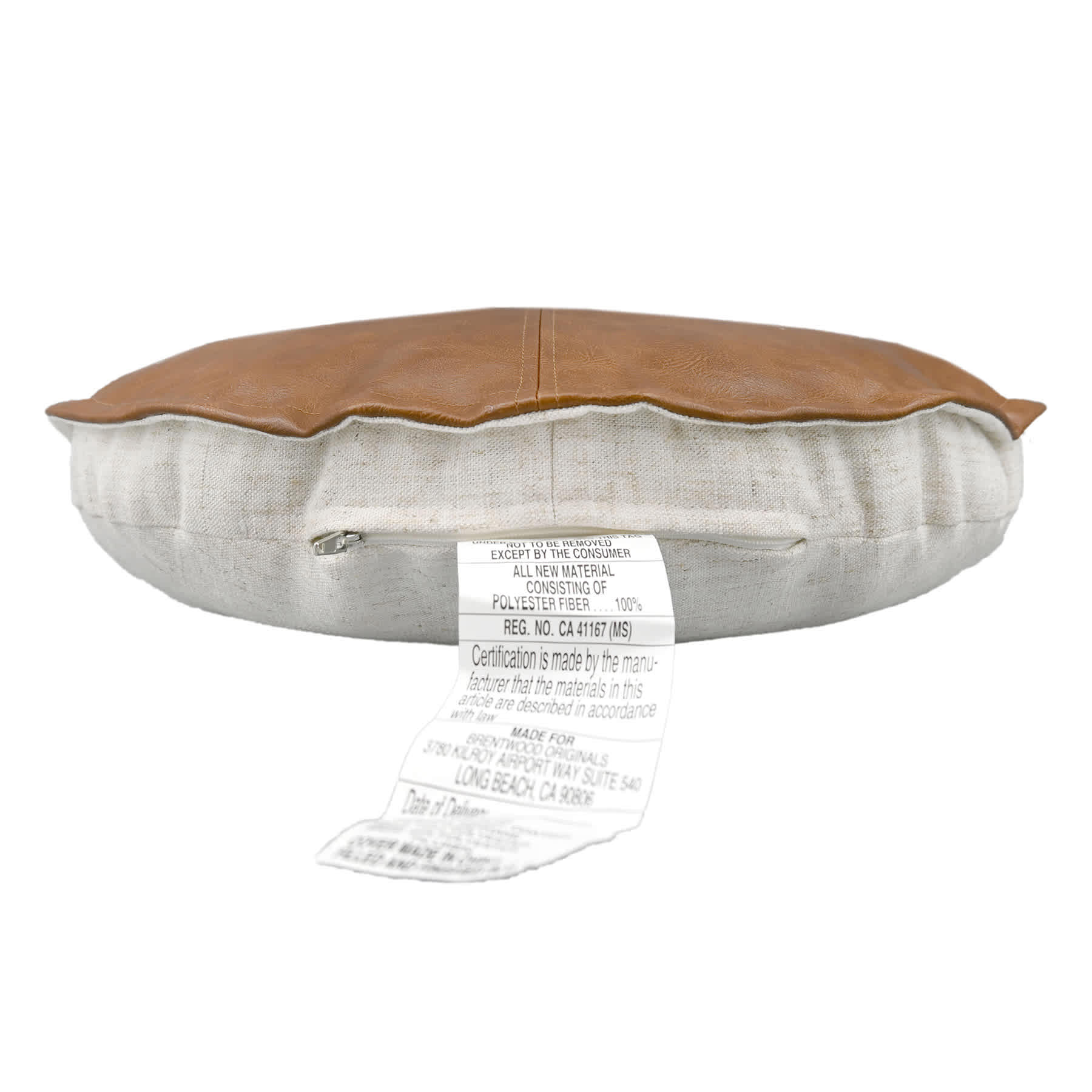 Crosby St. Brown Faux Leather Round Throw Pillow, 16"