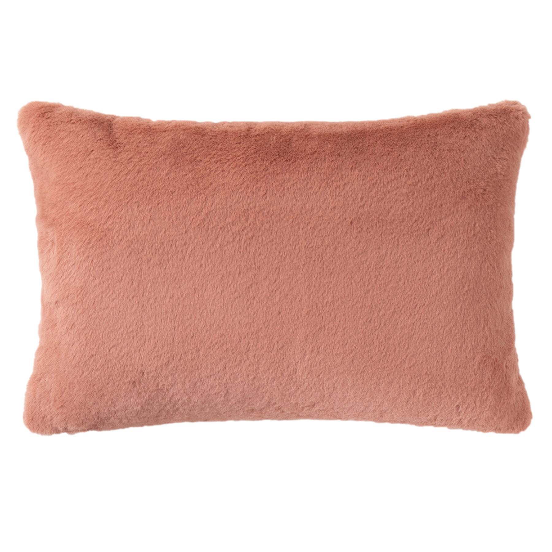 Bristol Blush Faux Fur Throw Pillow, 14x20