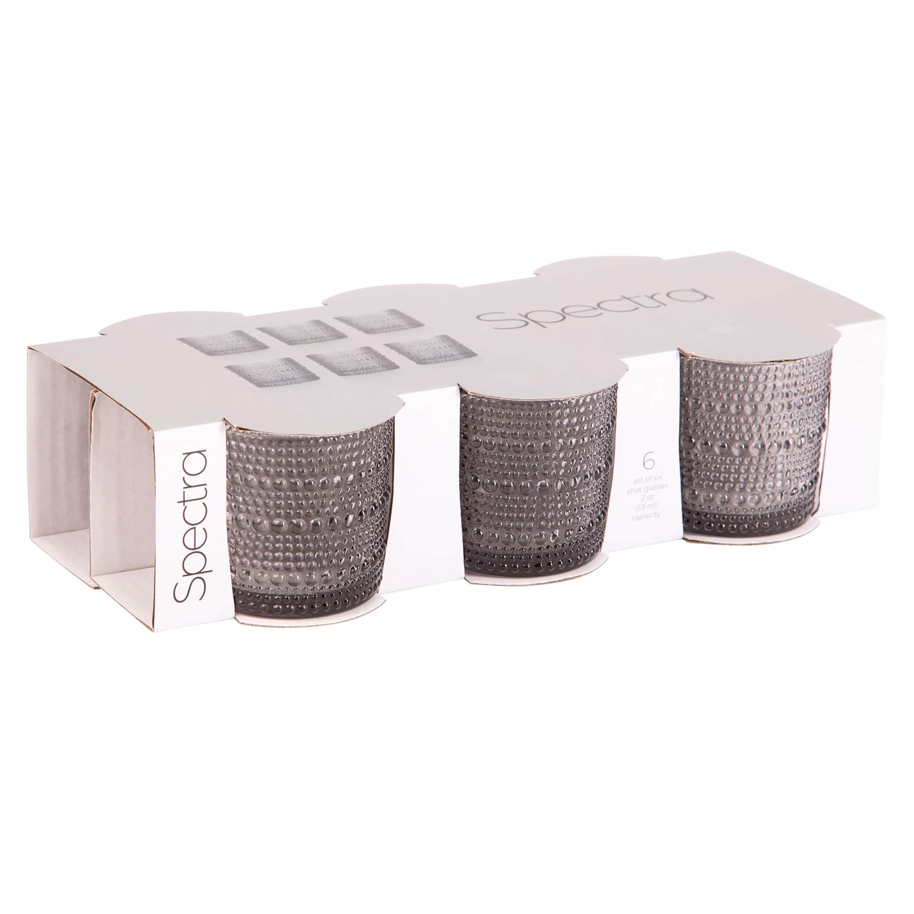 Set of 6 Spectra Smoke Grey Shot Glasses, 2oz