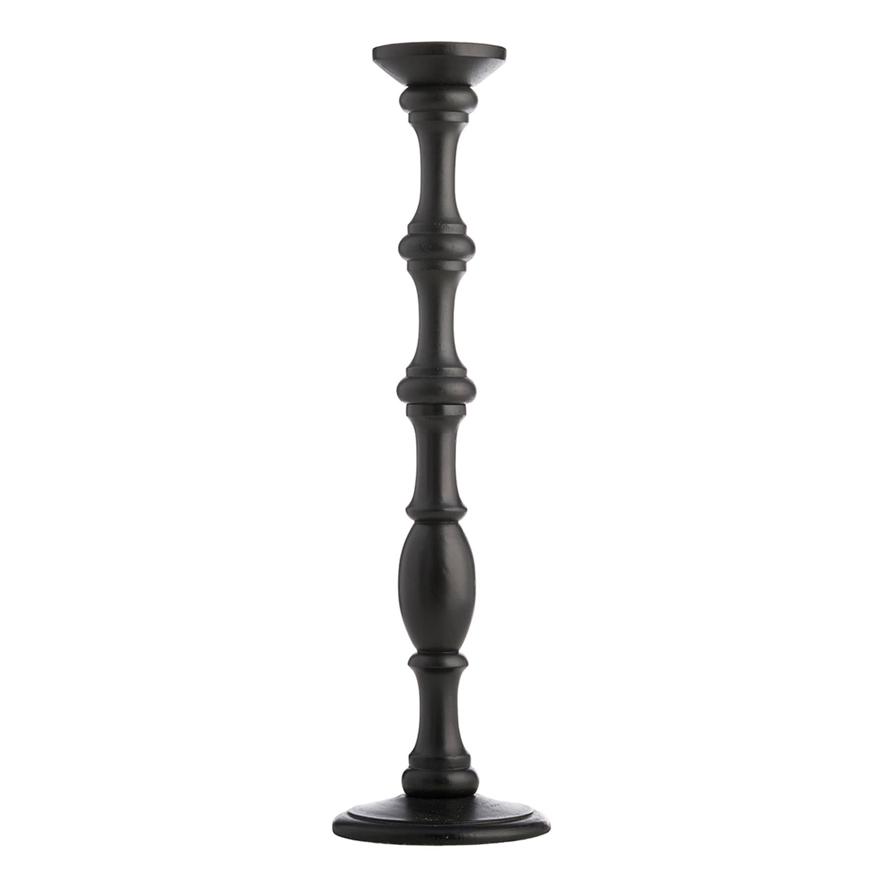 Small Black Wooden Oversized Candle Holder, 30"