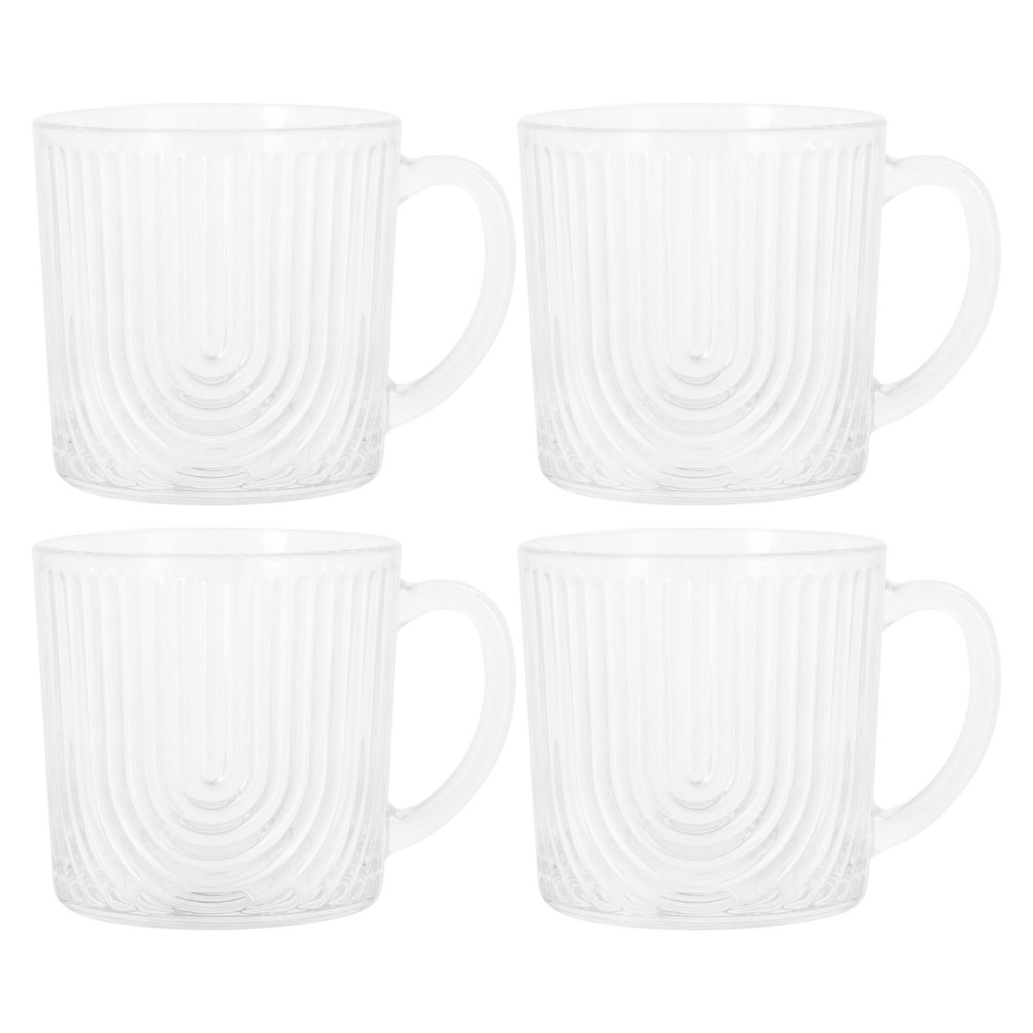 Barista Set of 4 Arch Glass Mugs, 15oz