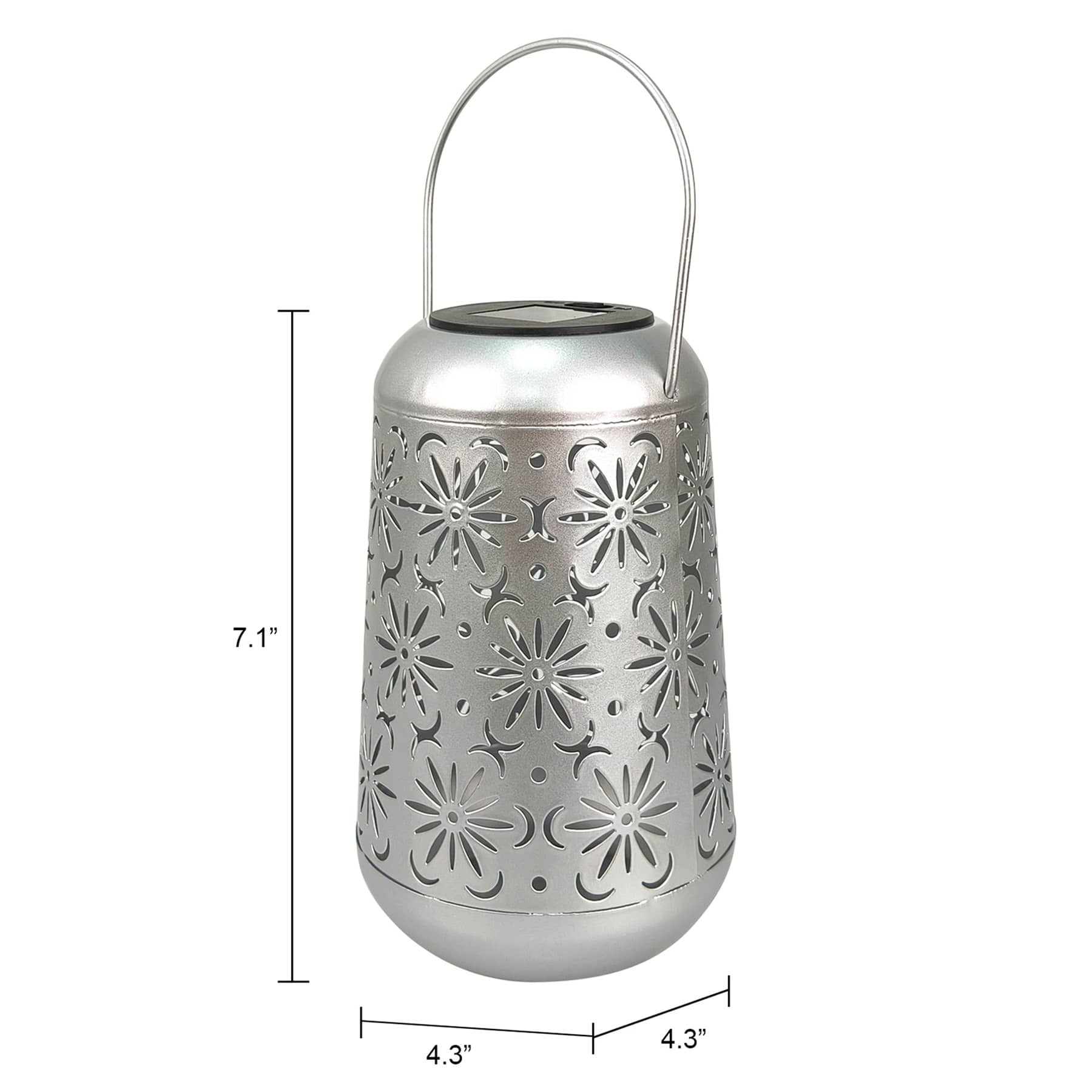 Silver Geometric Outdoor Lantern, 7"