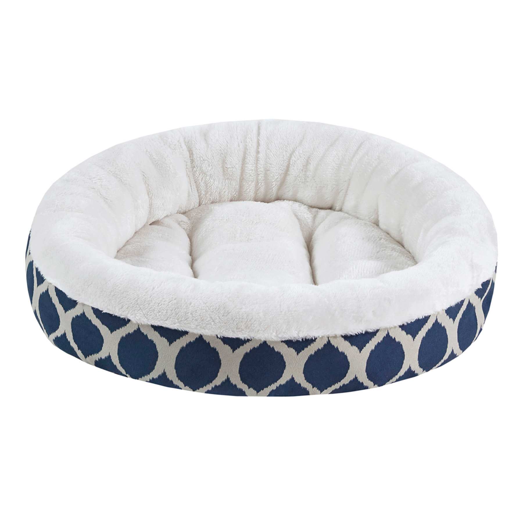Navy & White Printed Donut Pet Bed, 18x22