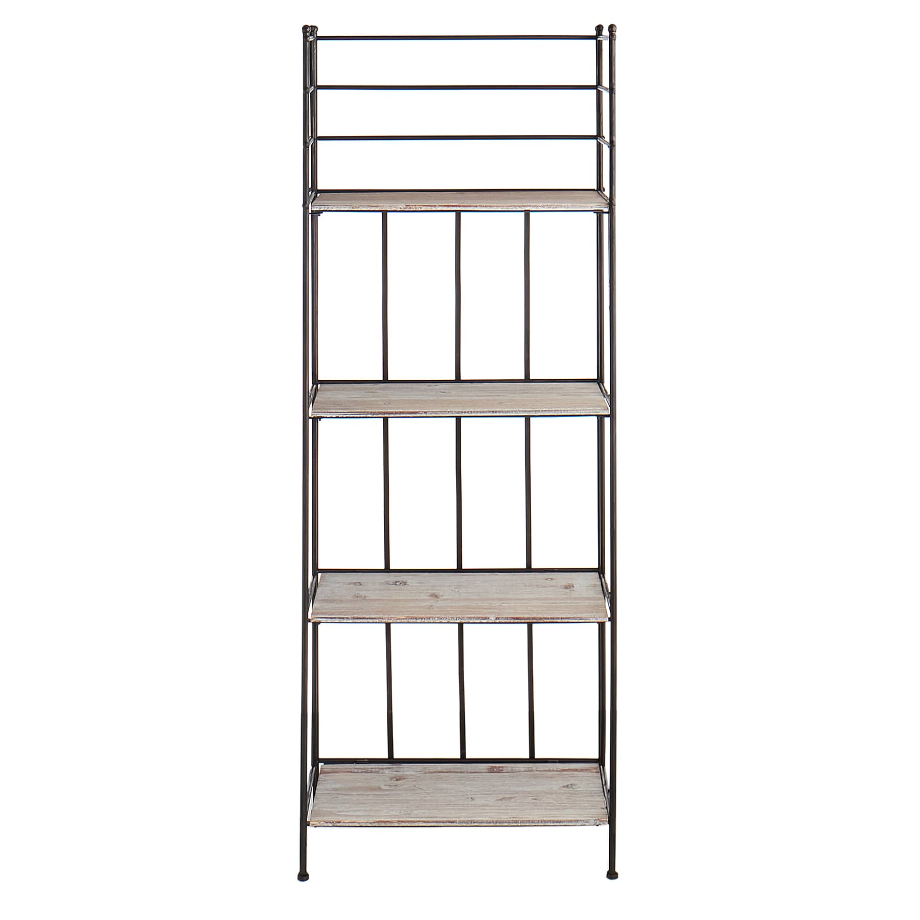 Providence Metal Baker Rack with Folding Wood-Top Shelves, 63"