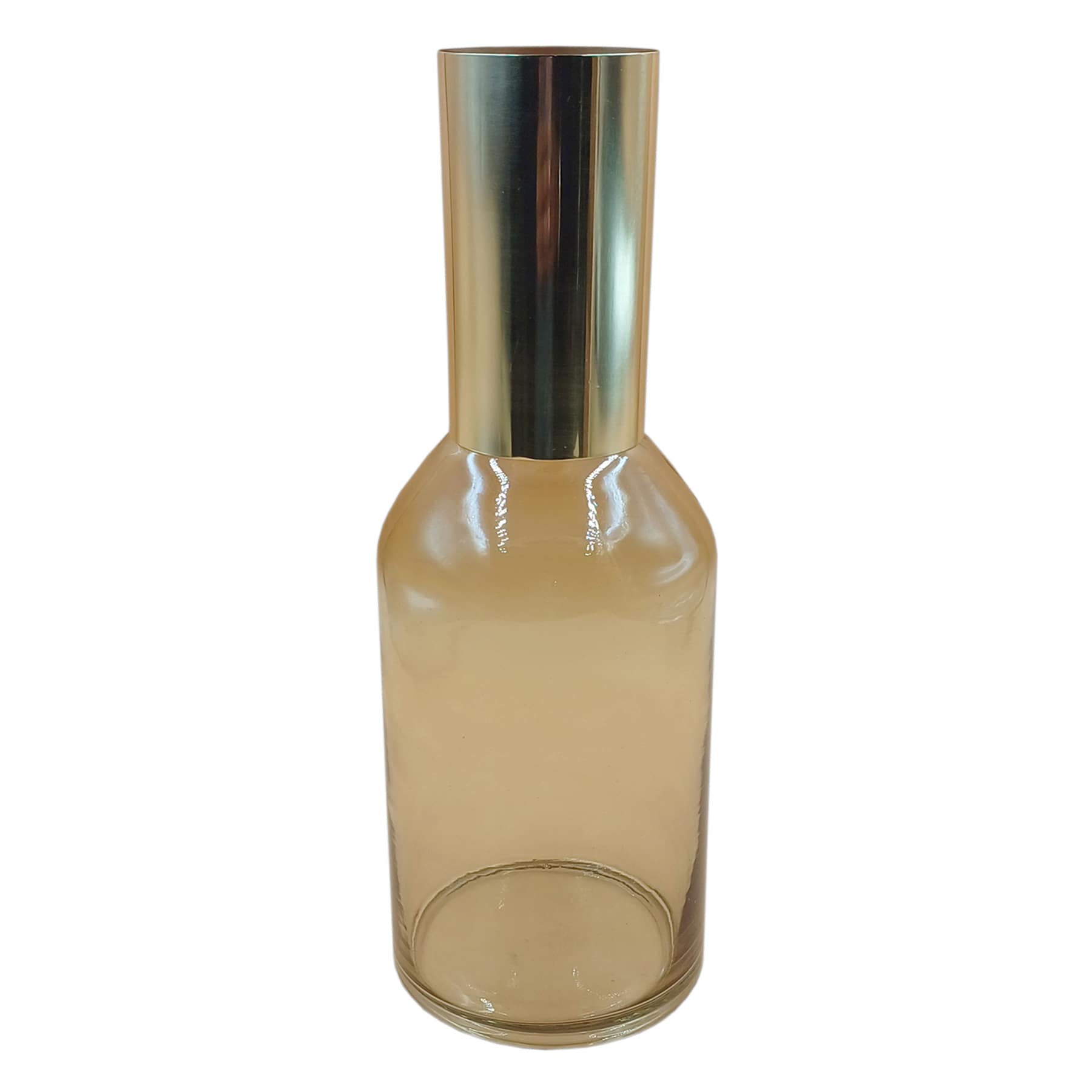Crosby St. Brown Glass Vase with Gold Neck, 11"