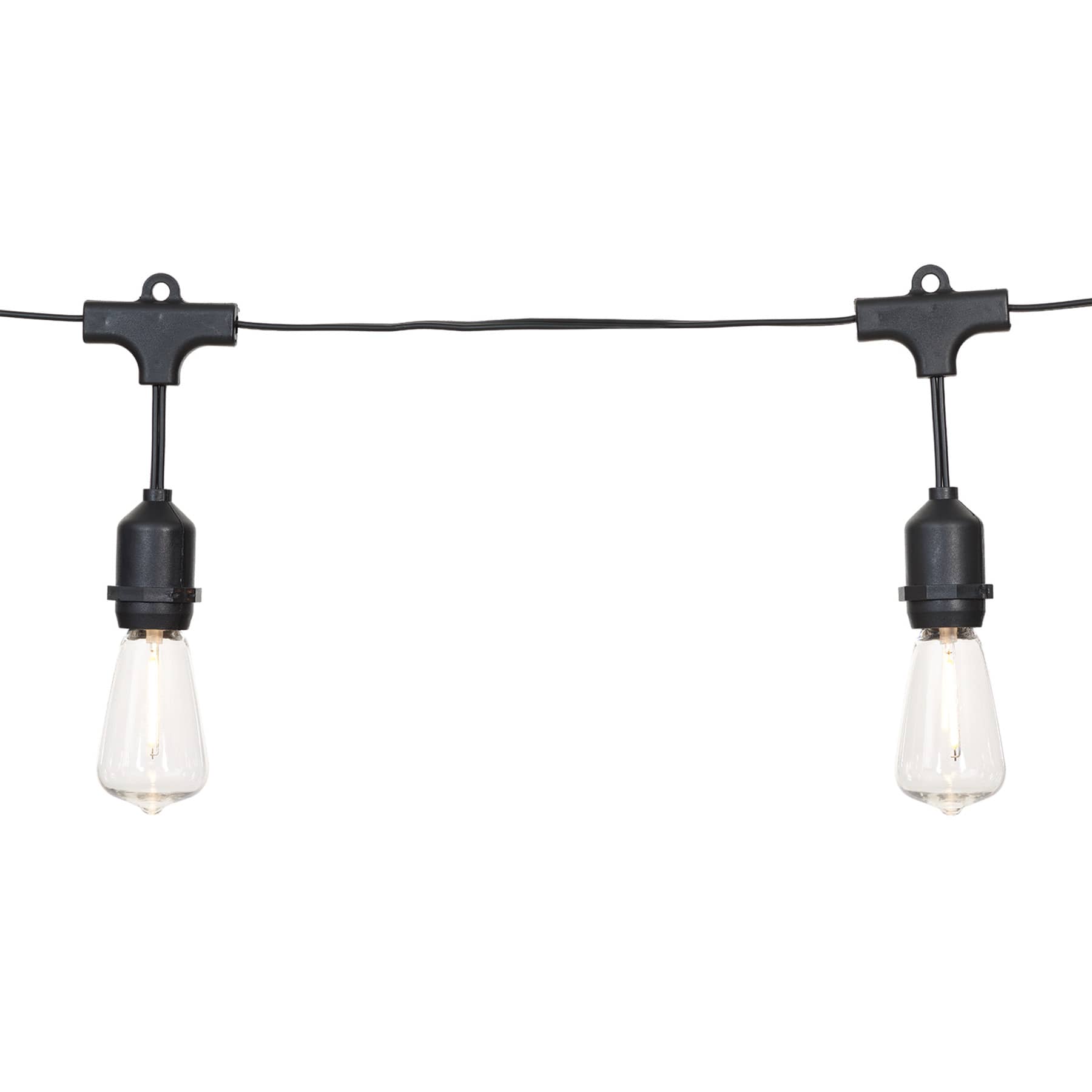 15-Count Solar LED Filament Bulb Edison String Lights with Black Commercial Wire