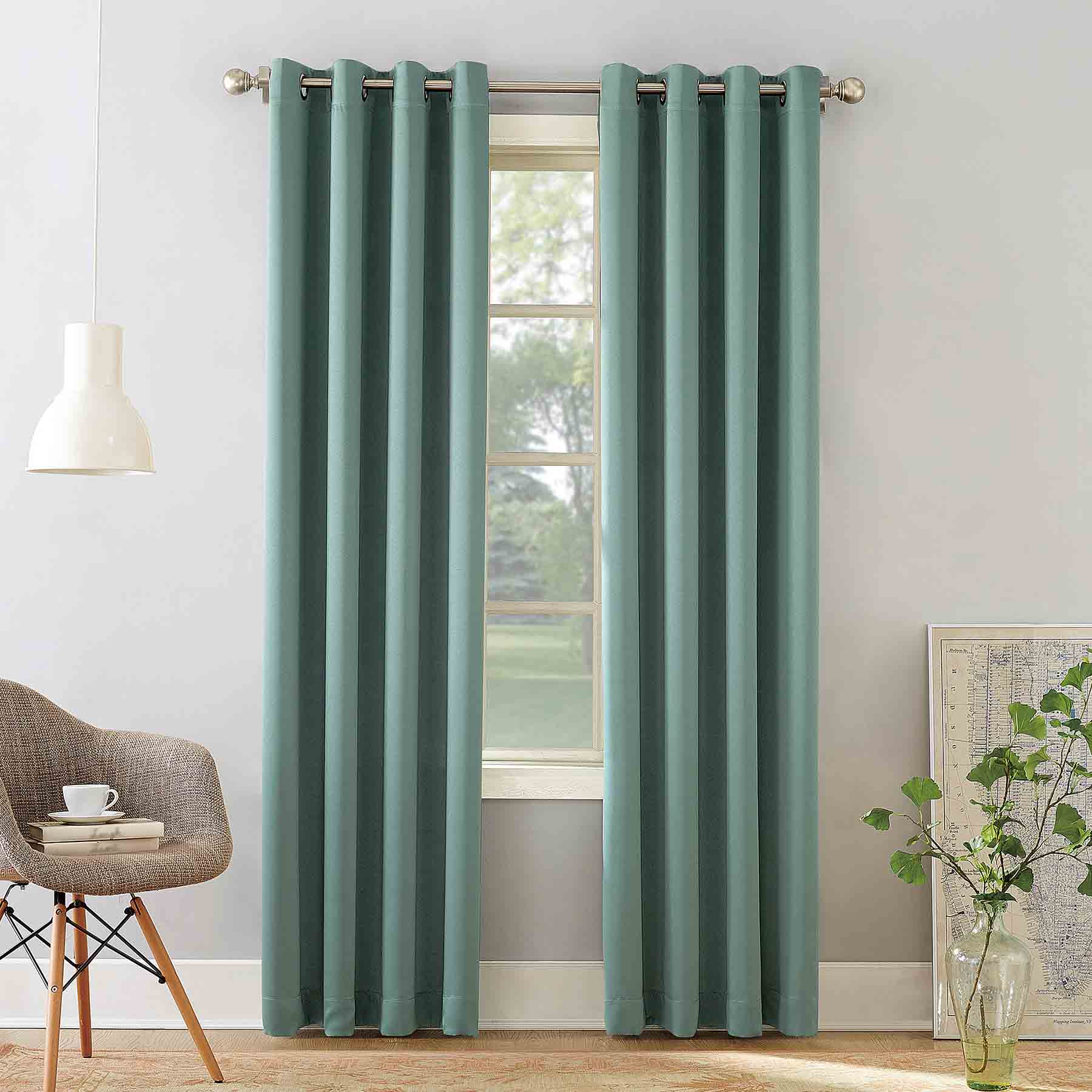 Talita Blue Room Darkening Grommet Curtain Panel, 84"