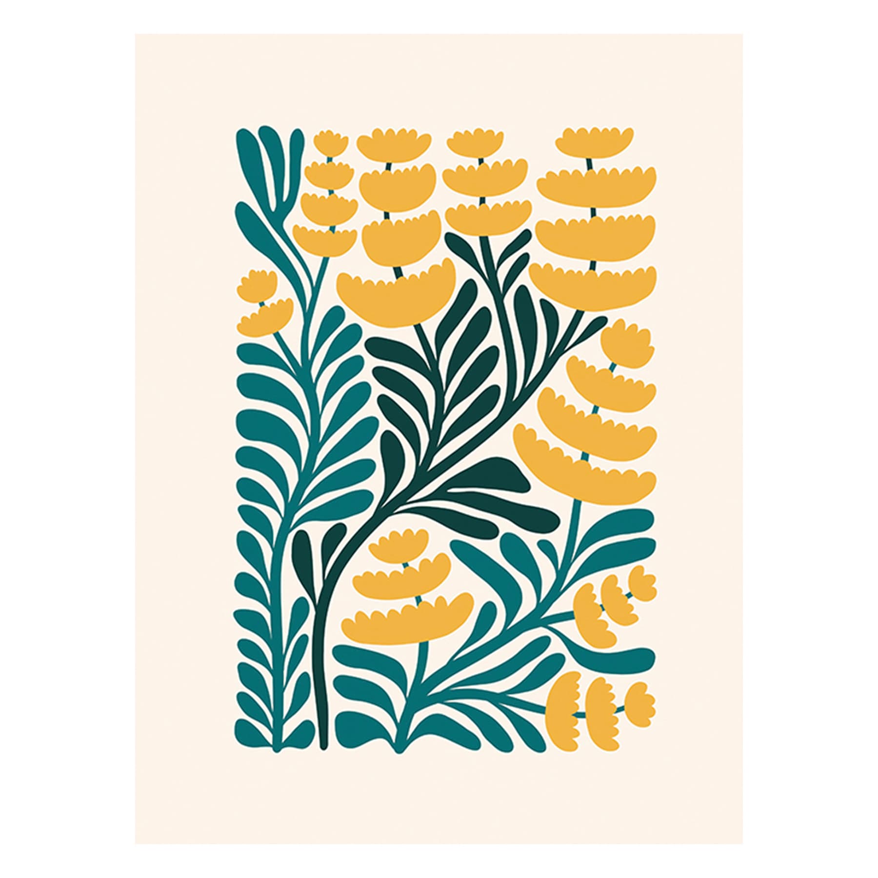 Tall Yellow Flowers Canvas Wall Art, 12x16