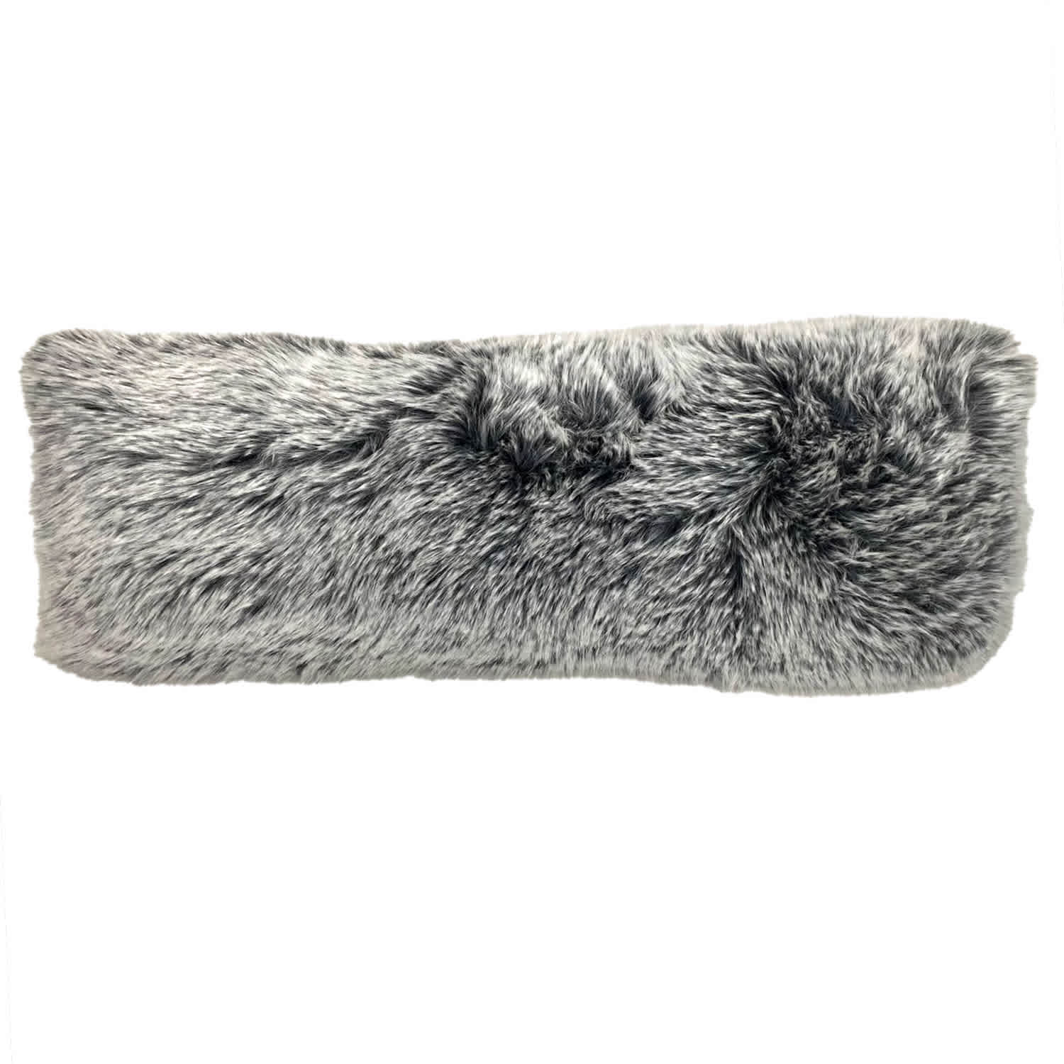 Grey Tipped Faux Fur Throw Pillow, 14x36