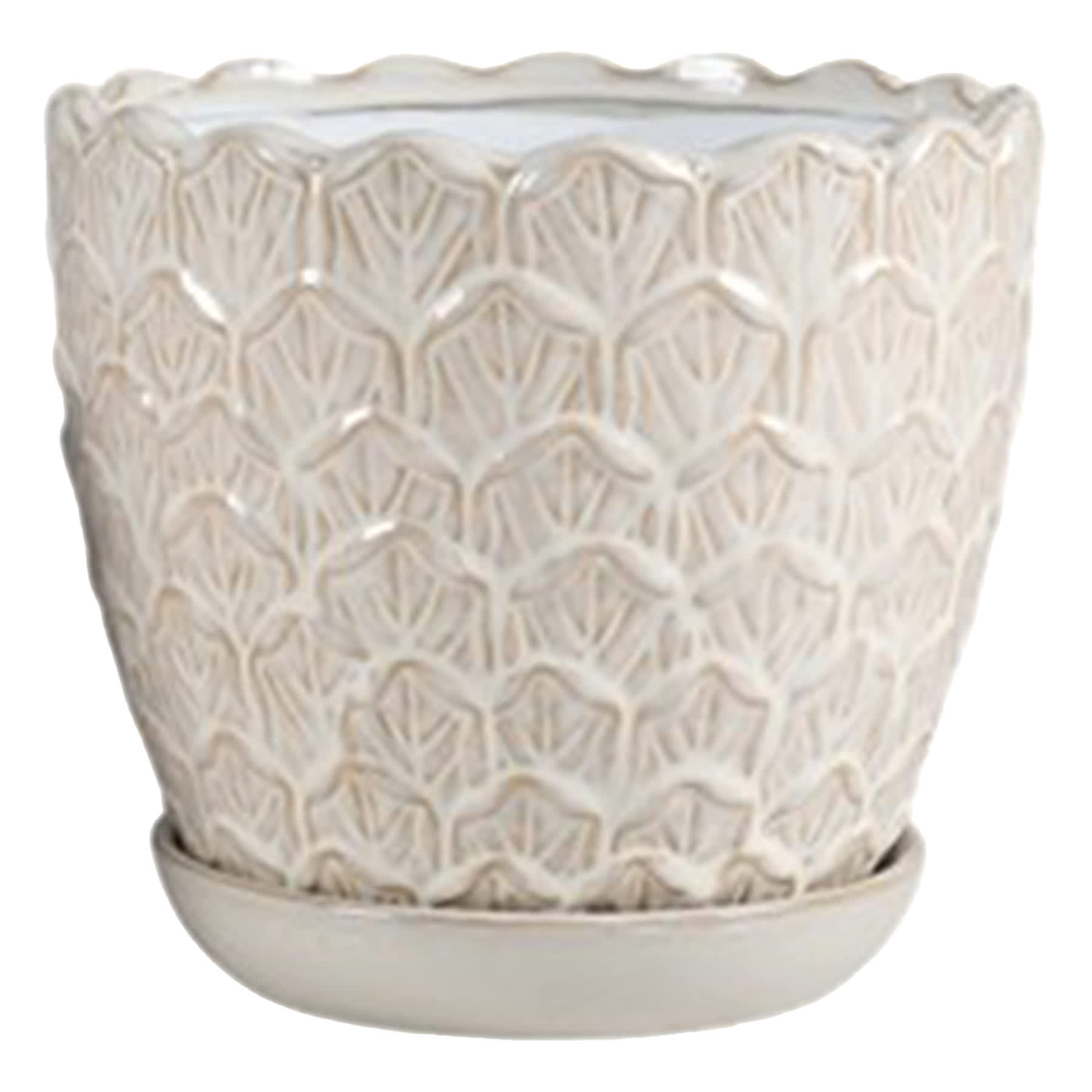 Indoor Cream Petal Glazed Planter, Small