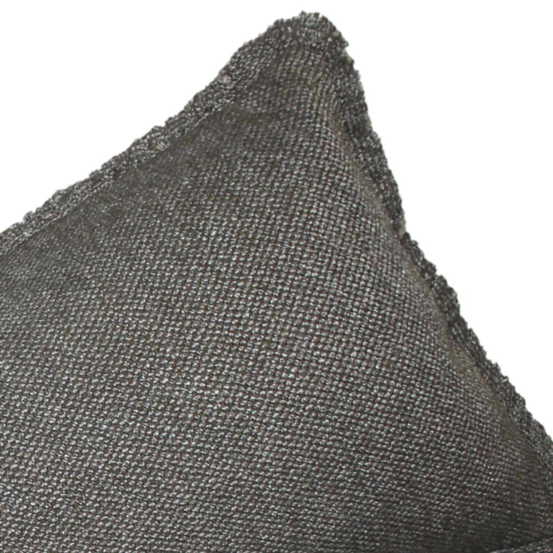 Found & Fable Solid Dark Grey Woven Throw Pillow with Fringe, 14x36