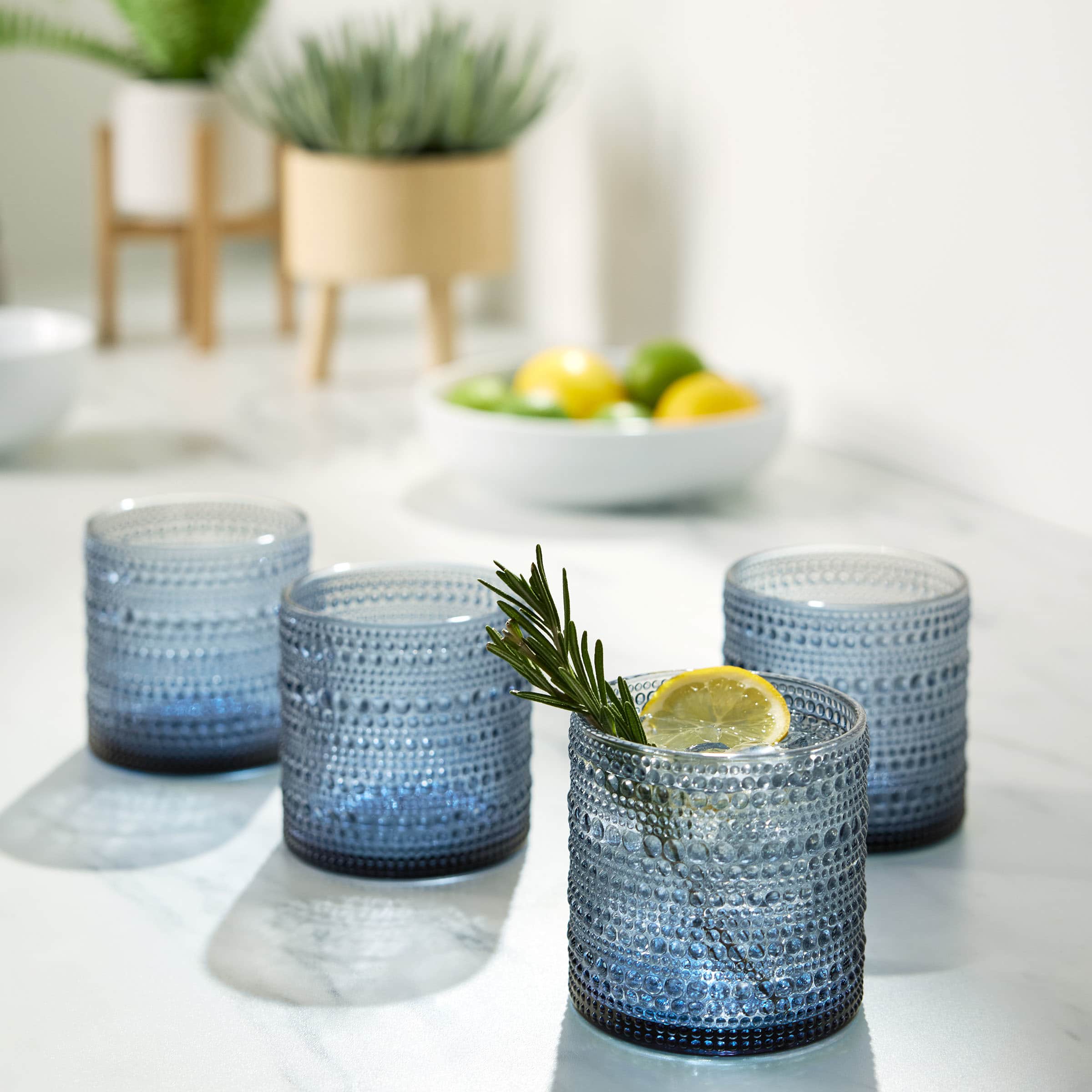 Set of 4 Navy Blue Spectra Double Old Fashioned Glasses, 13oz