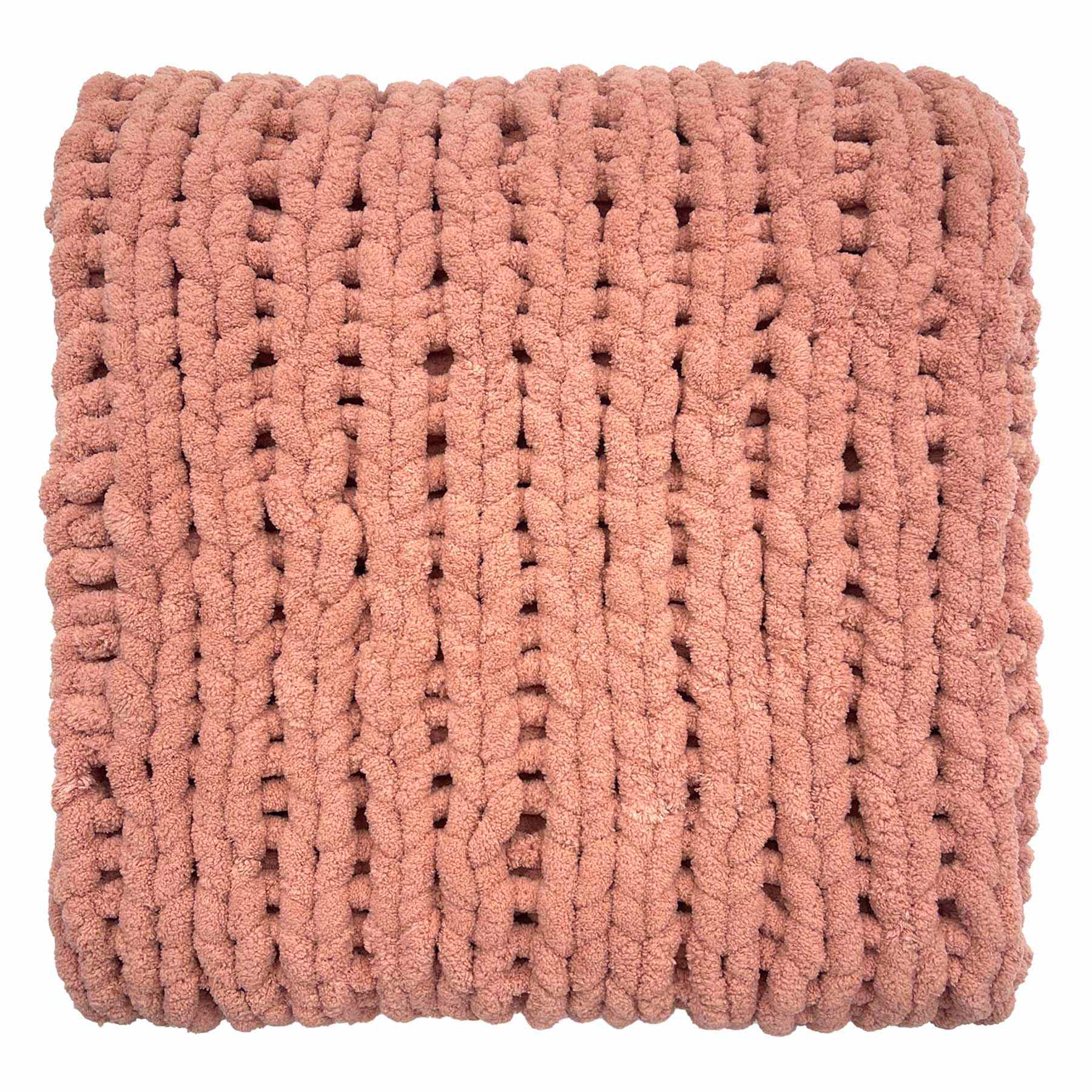Honeybloom Mauve Chunky Knit Throw Blanket, 50x60