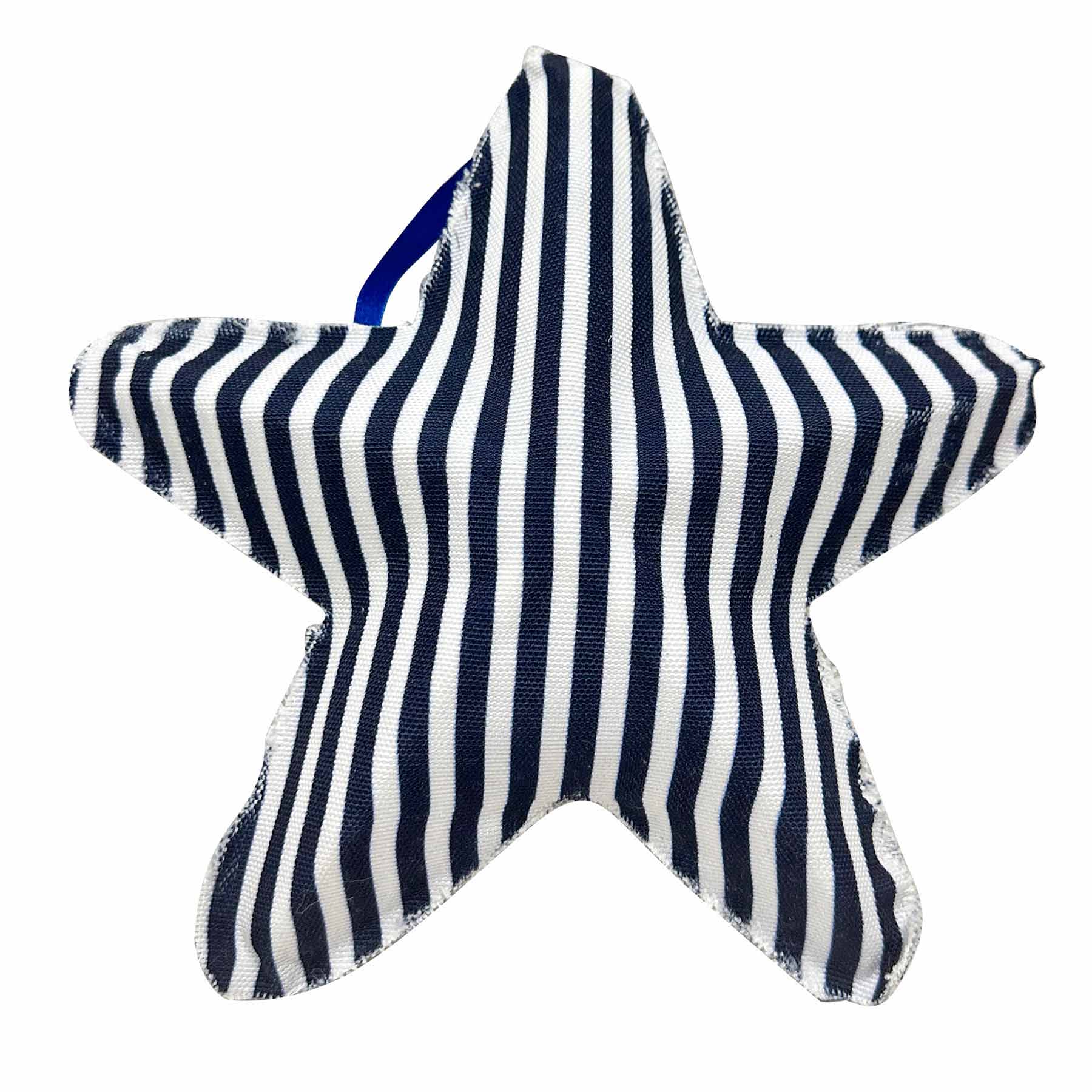 Homespun Patriotic Blue Striped Fabric Wrapped Star, 8.5"