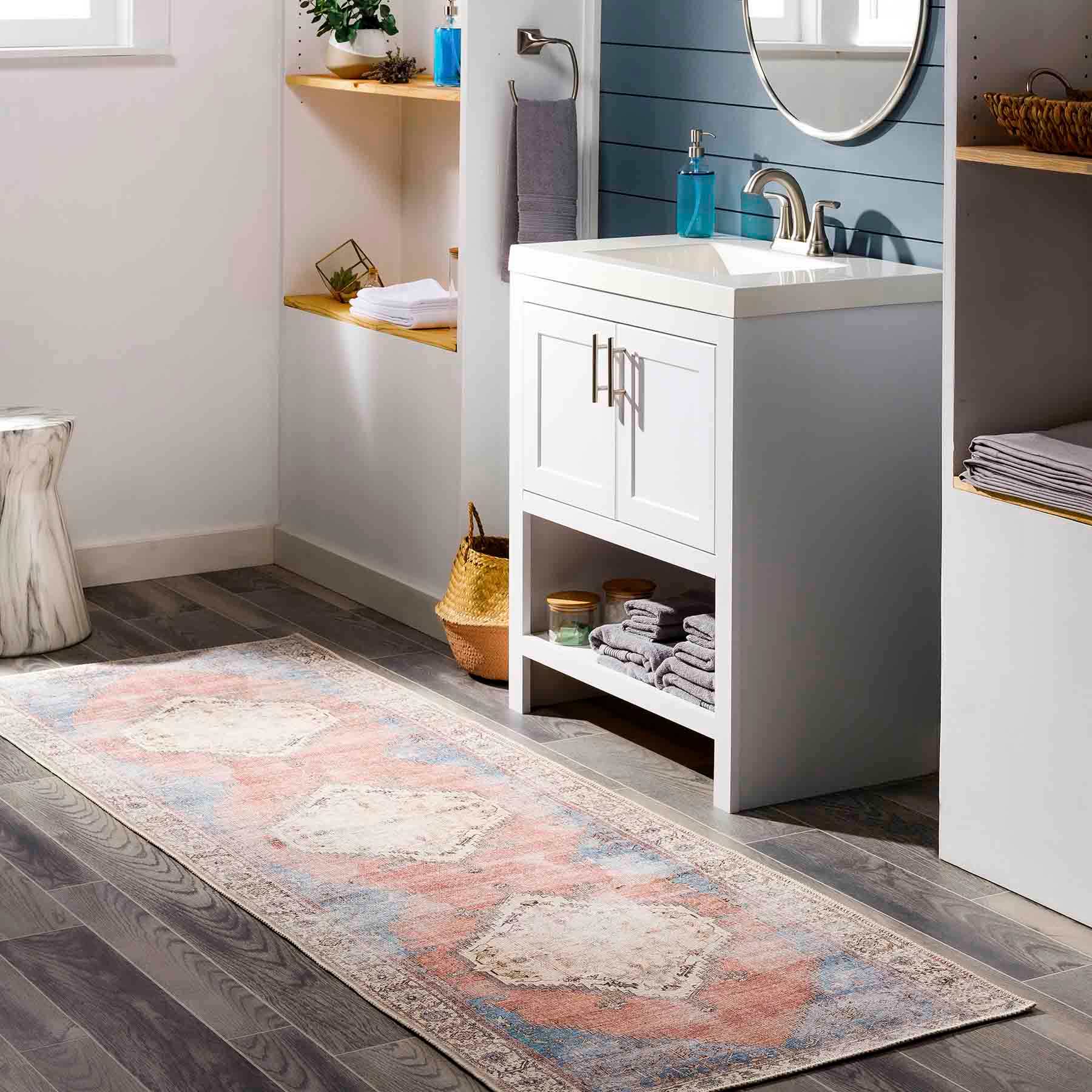 (B783) Found & Fable Amelie Multi Medallion Washable Runner, 2x7