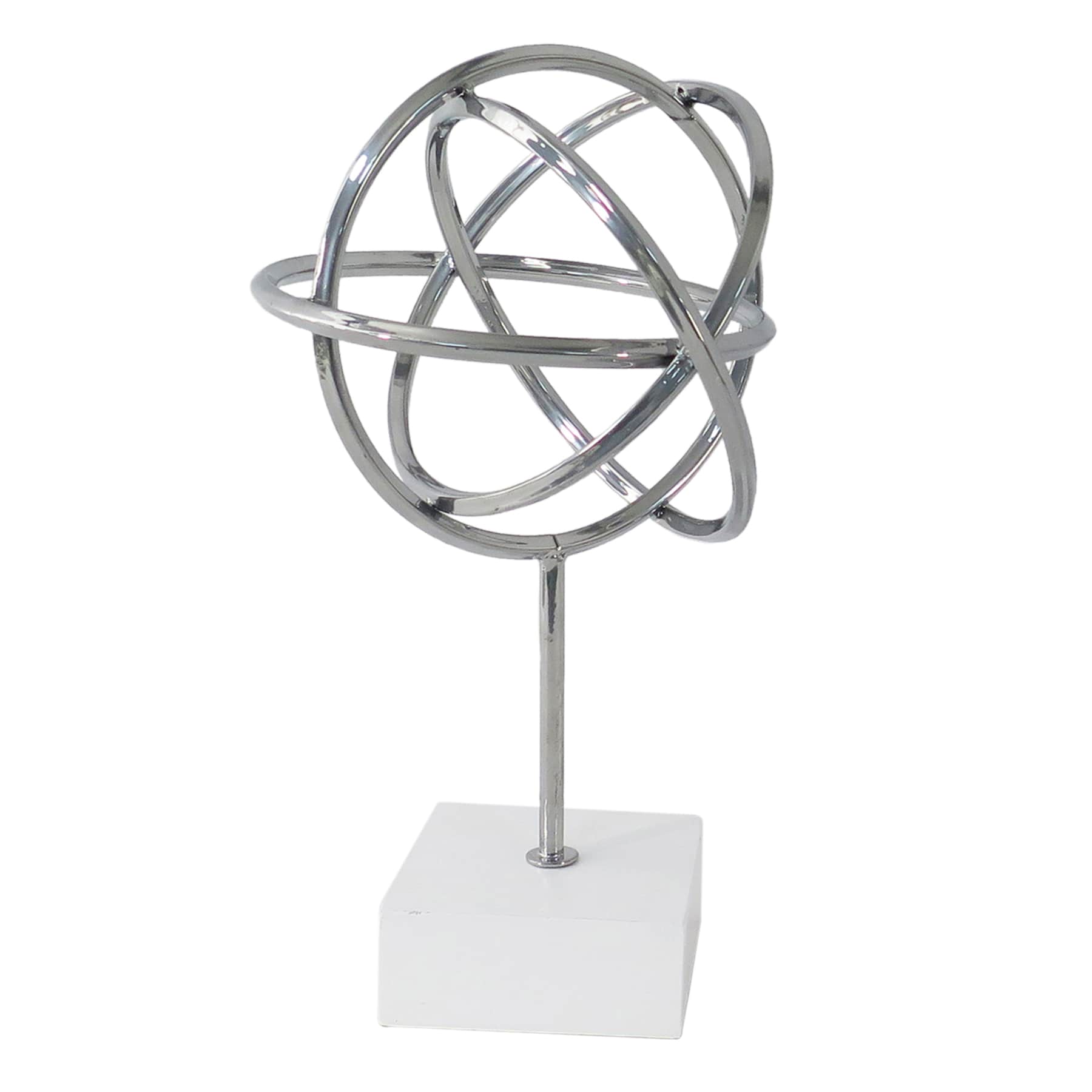Laila Ali Round Circle Orb Sculpture with Marbled Base, 15"