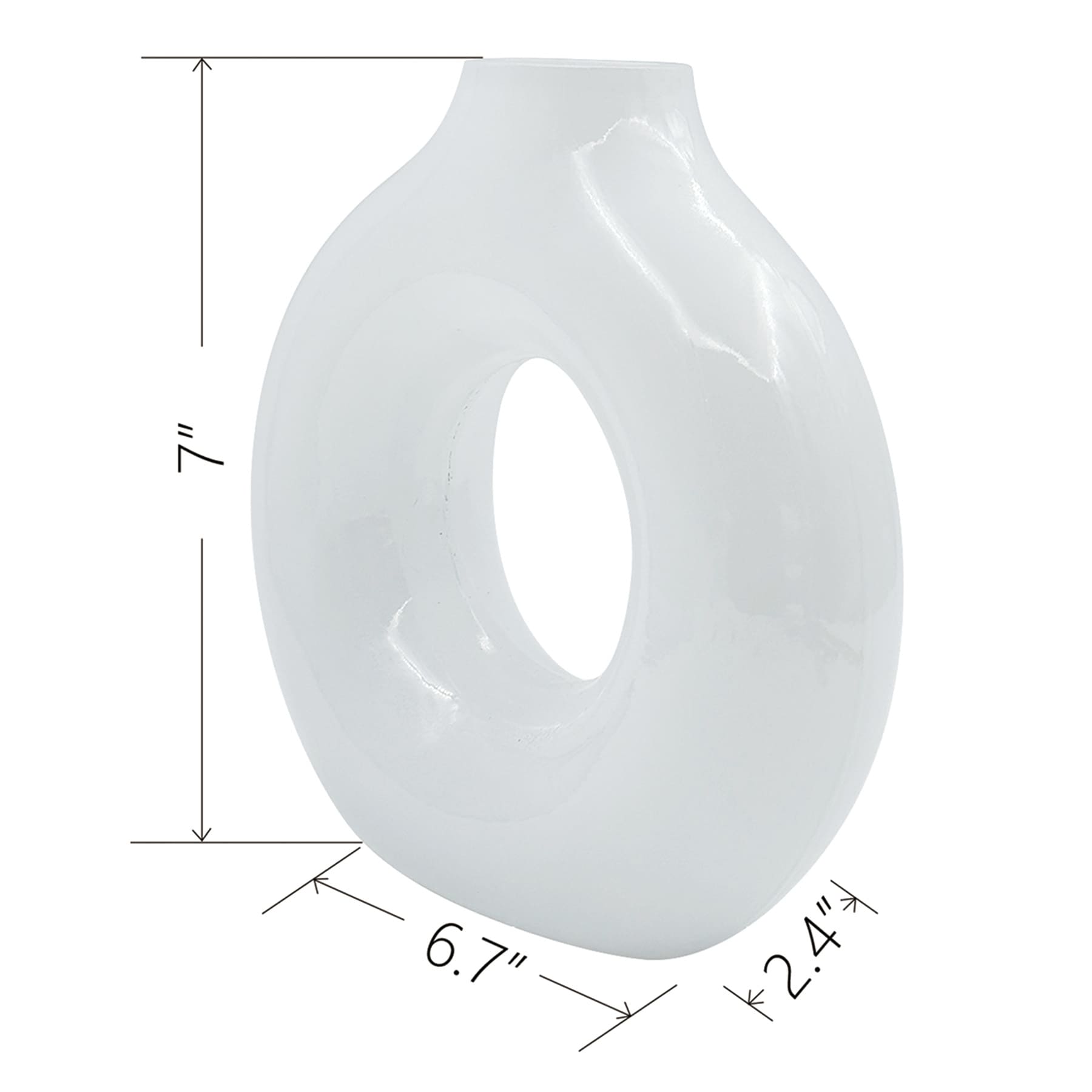 White Glass Vase, 6.7x7